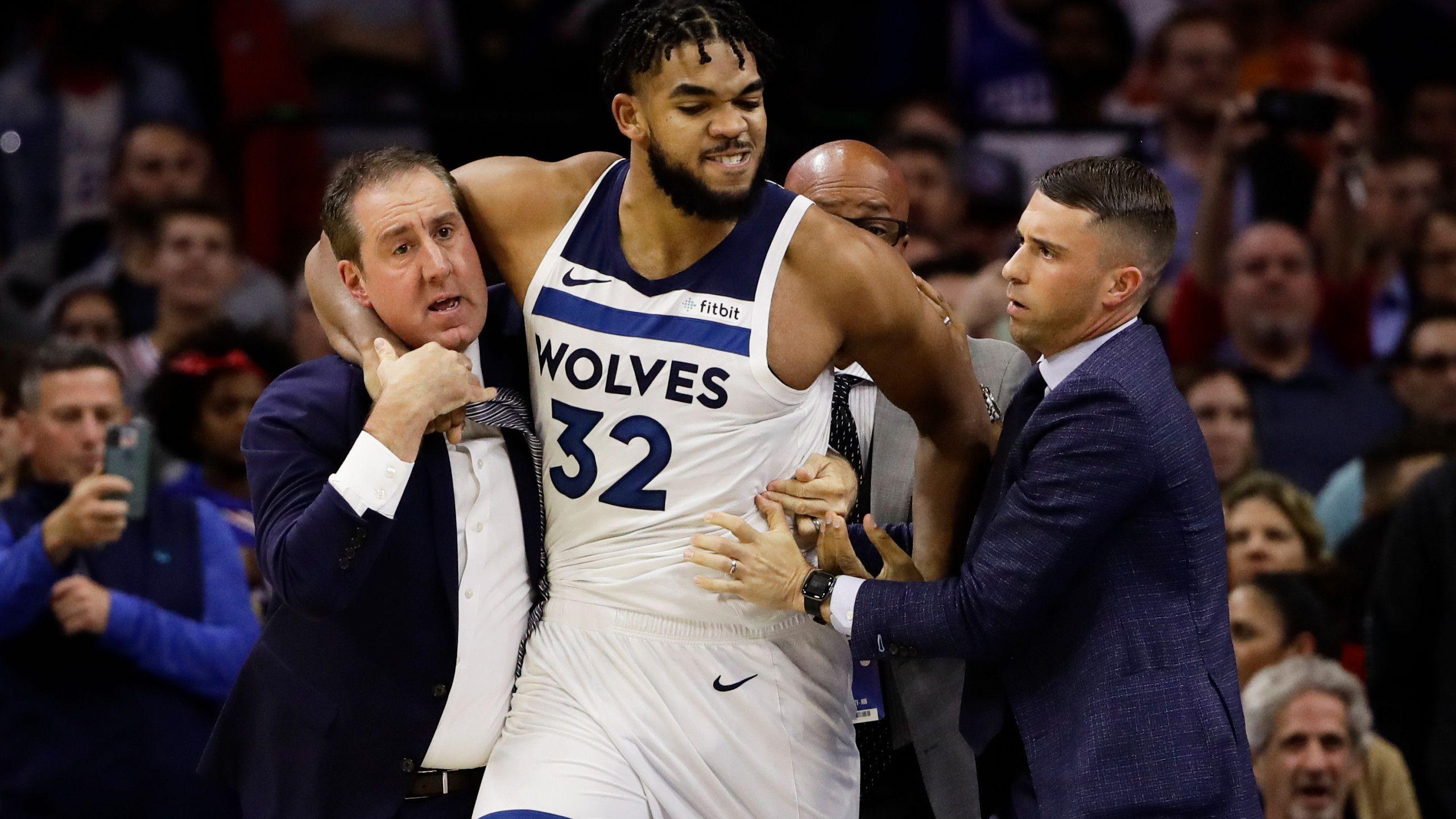 2560x1440 Joel Embiid, Karl Anthony Towns Each Suspended 2 Games