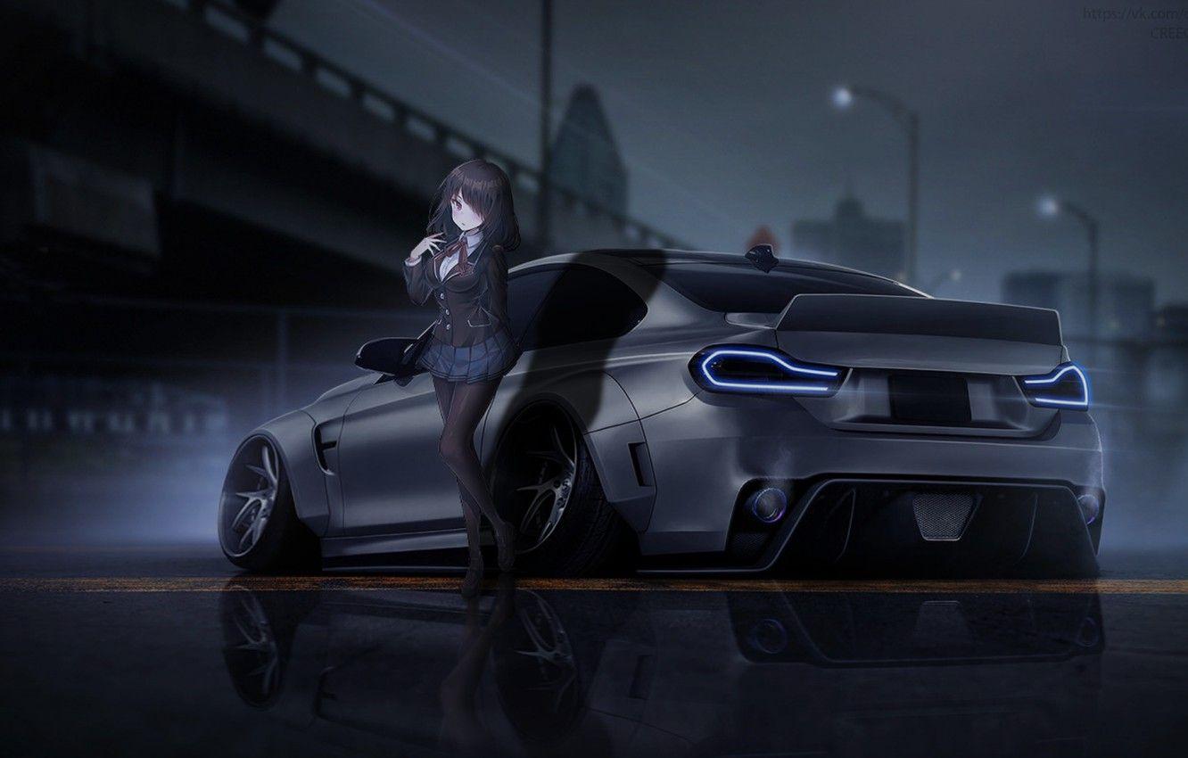1332x850 Wallpaper Girl, Auto, Road, Night, The city, BMW, Girl, Dark