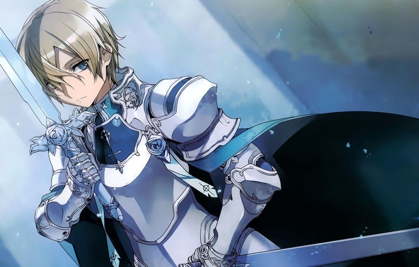 1332x850 Photo Wallpaper Sword, Emblem, Knight, Cloak, Blonde, Art