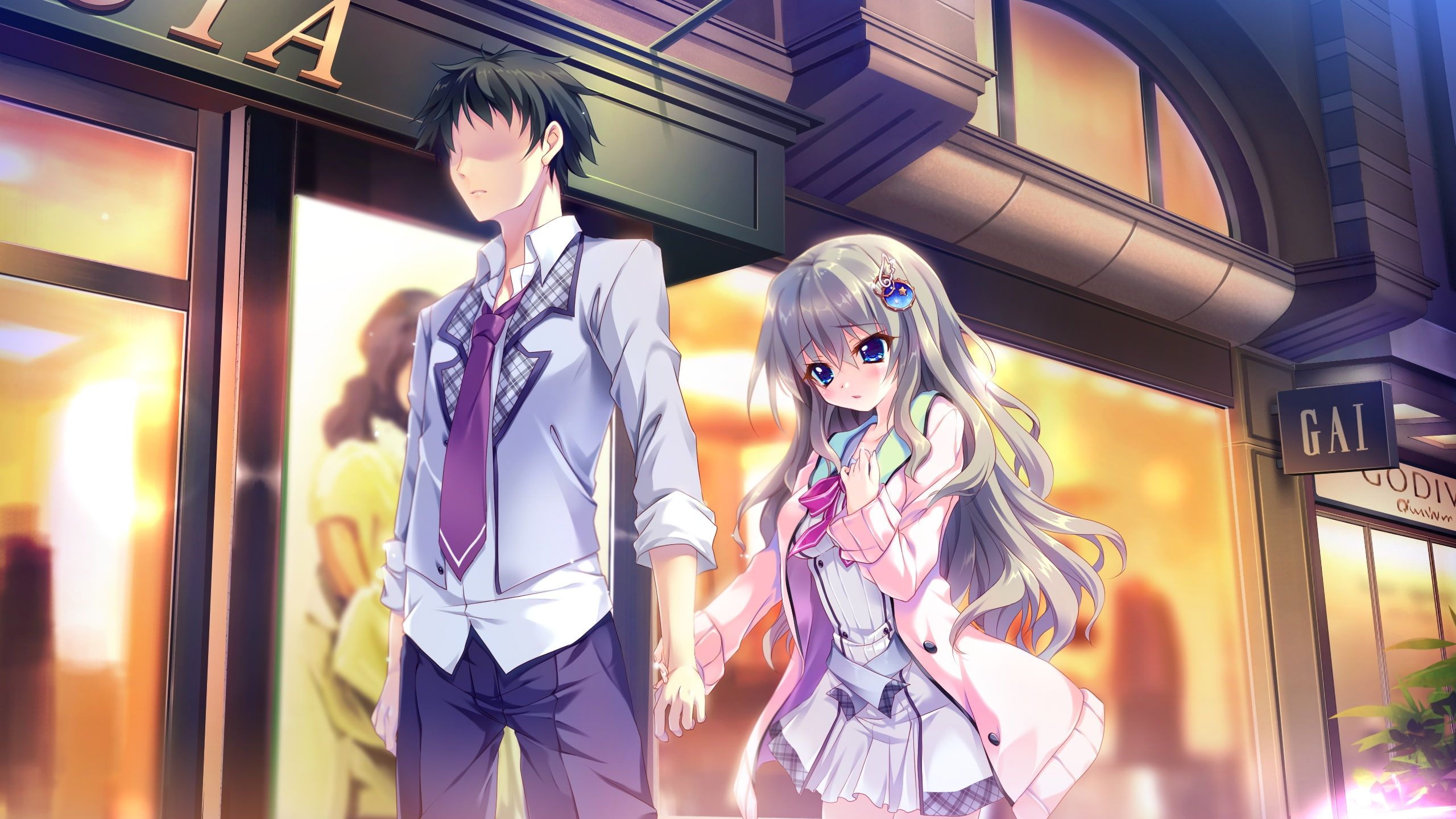 2560x1440 HD wallpaper: 9 nine, kujou miyako, niimi kakeru, couple, romance, visual novel