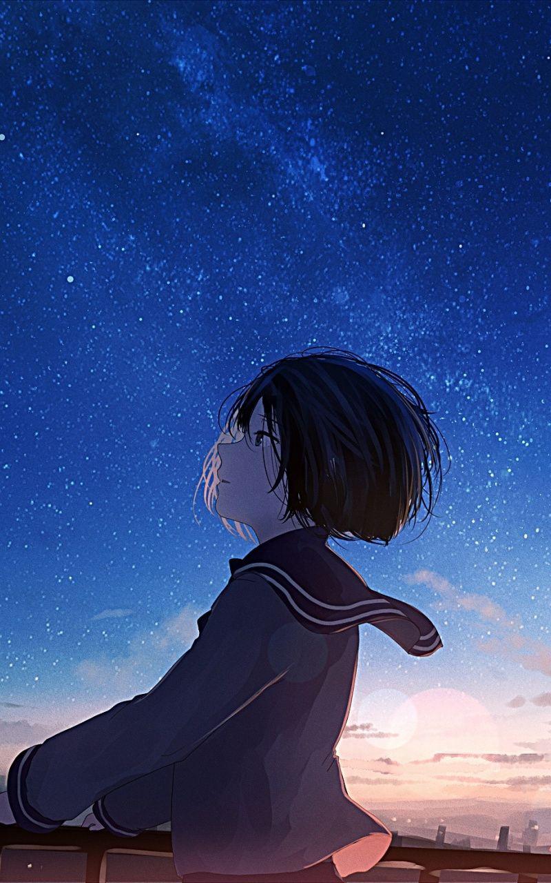 800x1280 Download 800x1280 wallpaper starry night, anime girl, original