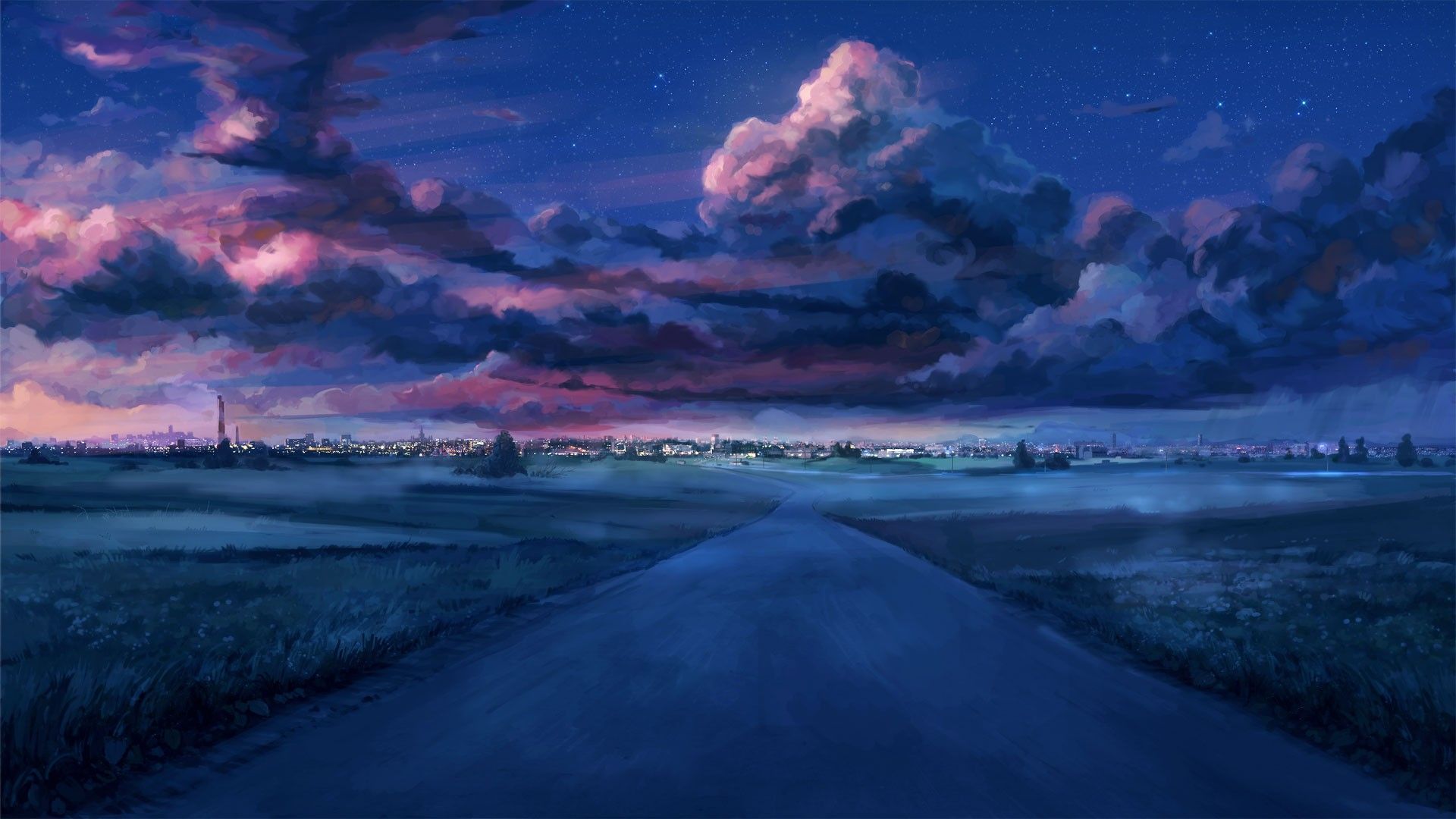 1920x1080 Everlasting Summer, cityscape, starry night, clouds, Fate Series, sunset, visual novel, HD Wallpaper