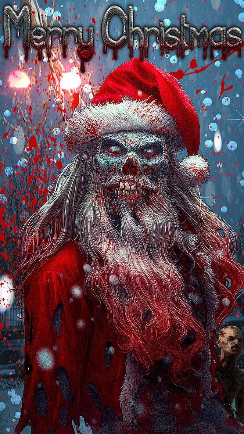 800x1423 Download A Zombie Santa Claus With A Hat And A Sleigh Wallpaper