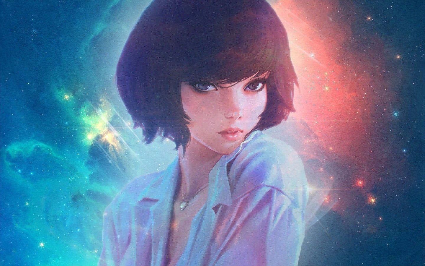 1440x900 Artwork Of Woman, Anime, Short Hair, Galaxy, Edited, Hair