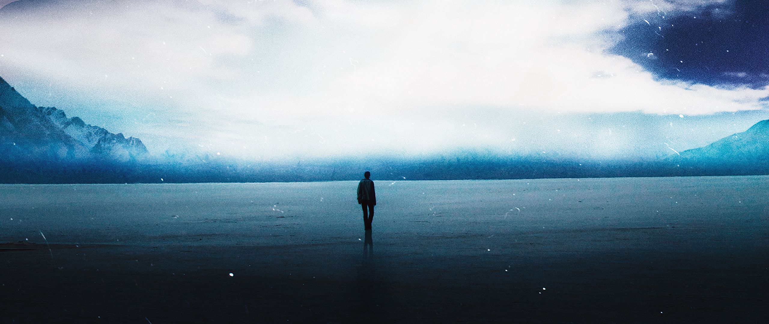 2560x1080 Download wallpaper 2560x1080 man, sad, alone, silhouette, nature dual wide 1080p HD background