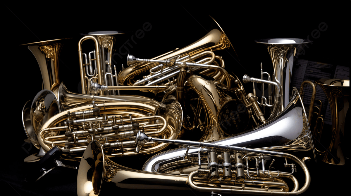 1200x673 Many Brass Instruments Are Piled Together On A Black Background, Picture Of Band Instruments, Band, Music Background Image And Wallpaper for Free Download