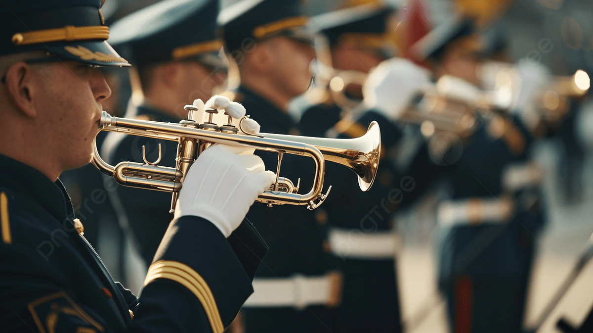 1200x673 Trumpet Player In Military Fanfare During A Ceremony Background, Trumpet, Playing, Brass Band Background Image And Wallpaper for Free Download