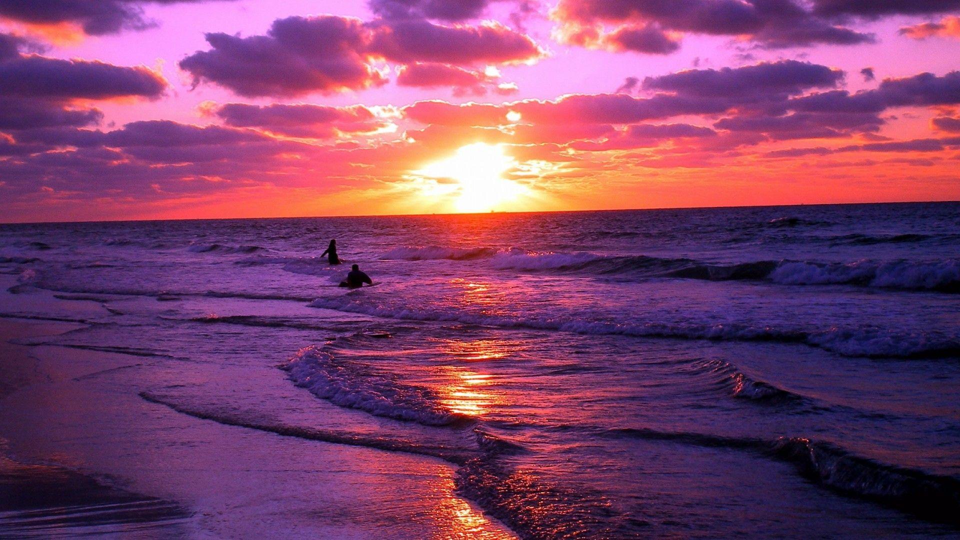 beach sunset purple wallpapers top