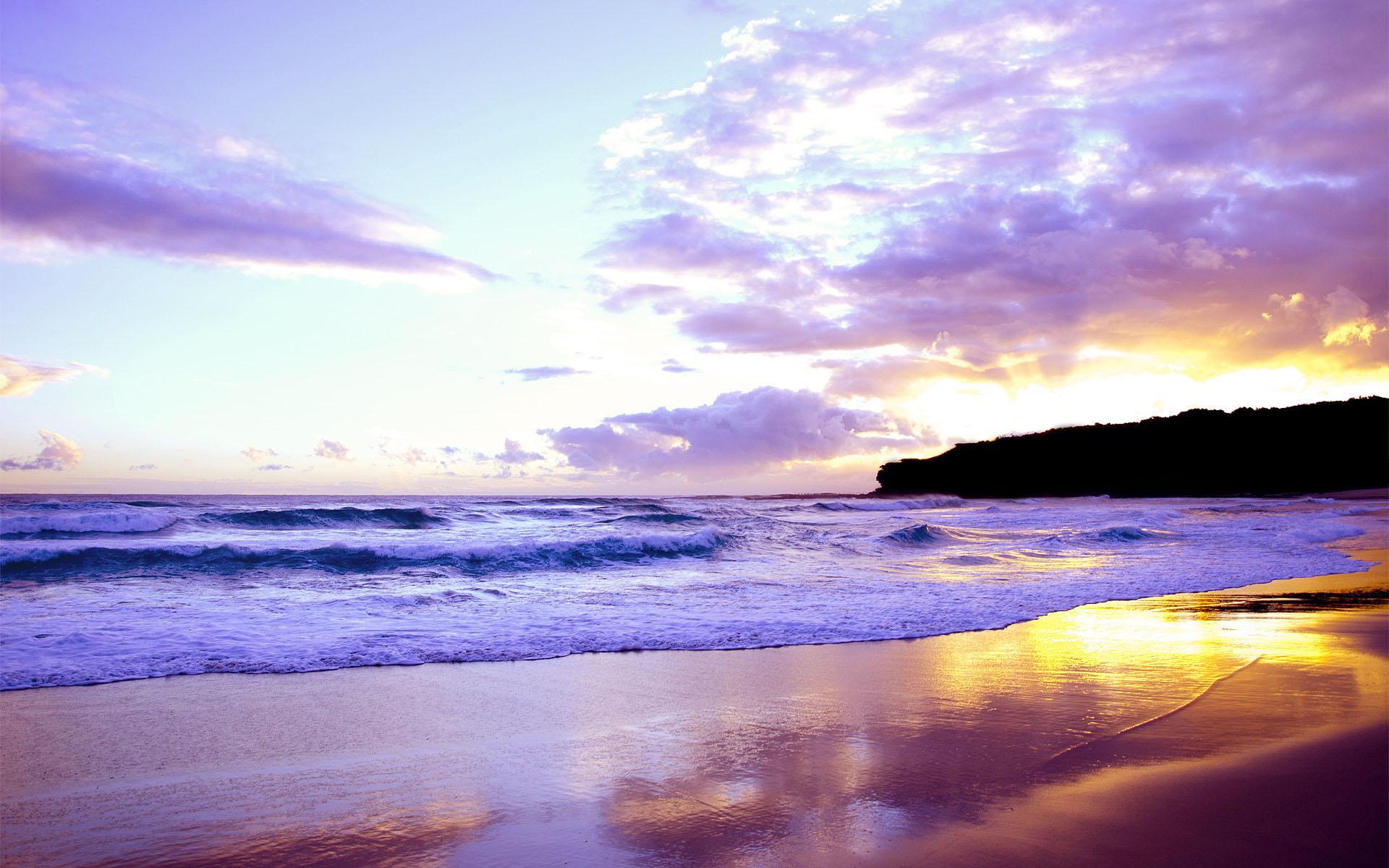 1920x1200 Beach Purple Sunset wallpaper. nature and landscape. Wallpaper