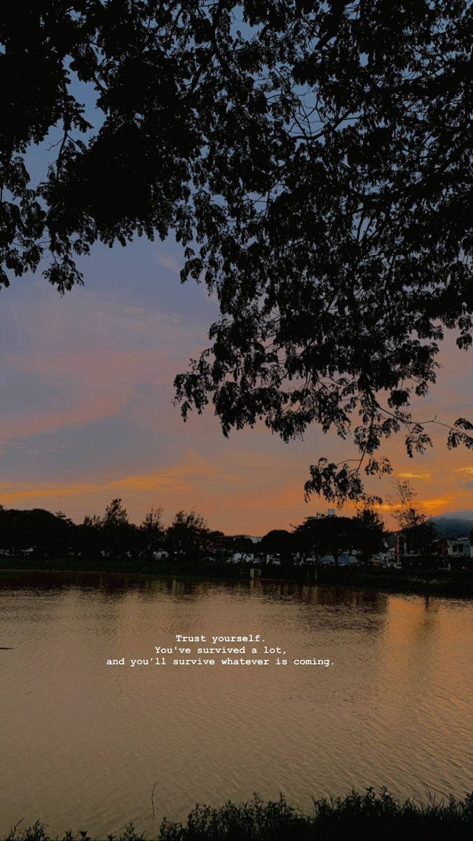 675x1200 Download Dark Lake Scenery With Quote Wallpaper