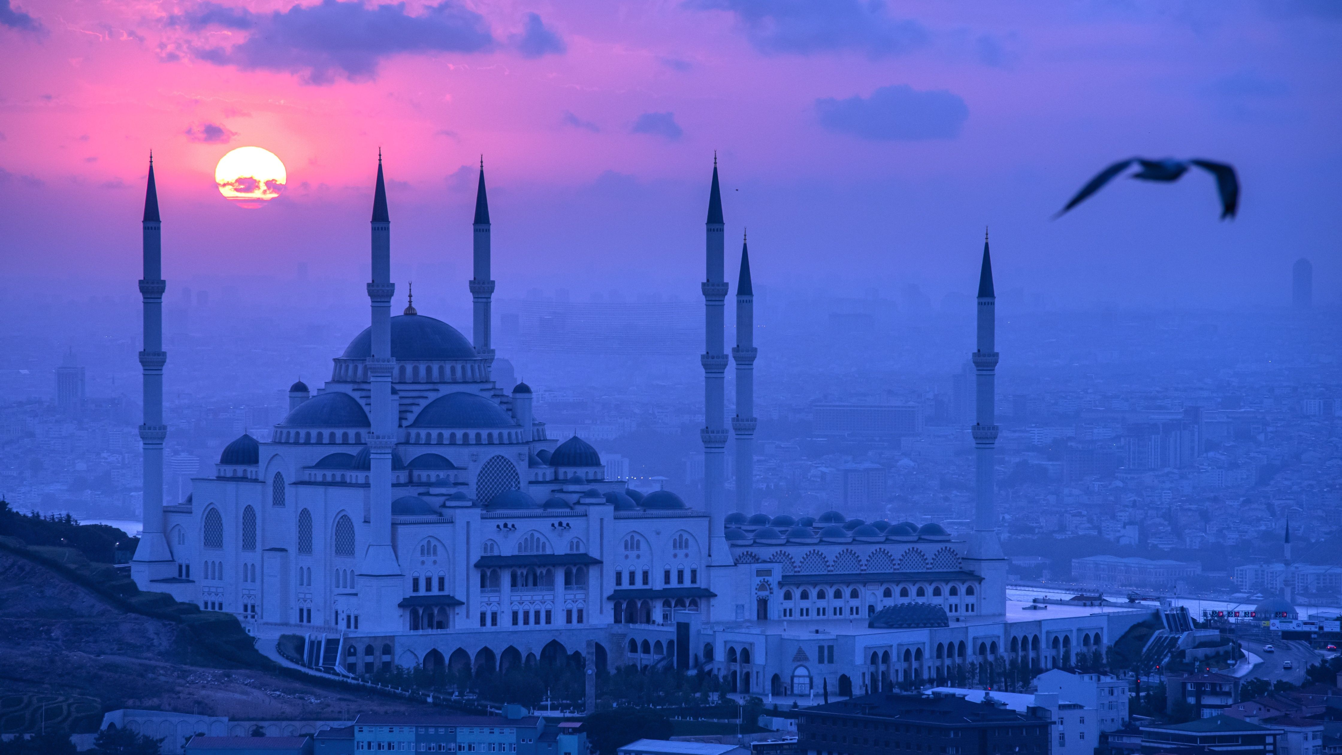 4480x2520 Blue Mosque Wallpaper 4K, Turkey, Istanbul, Sunset