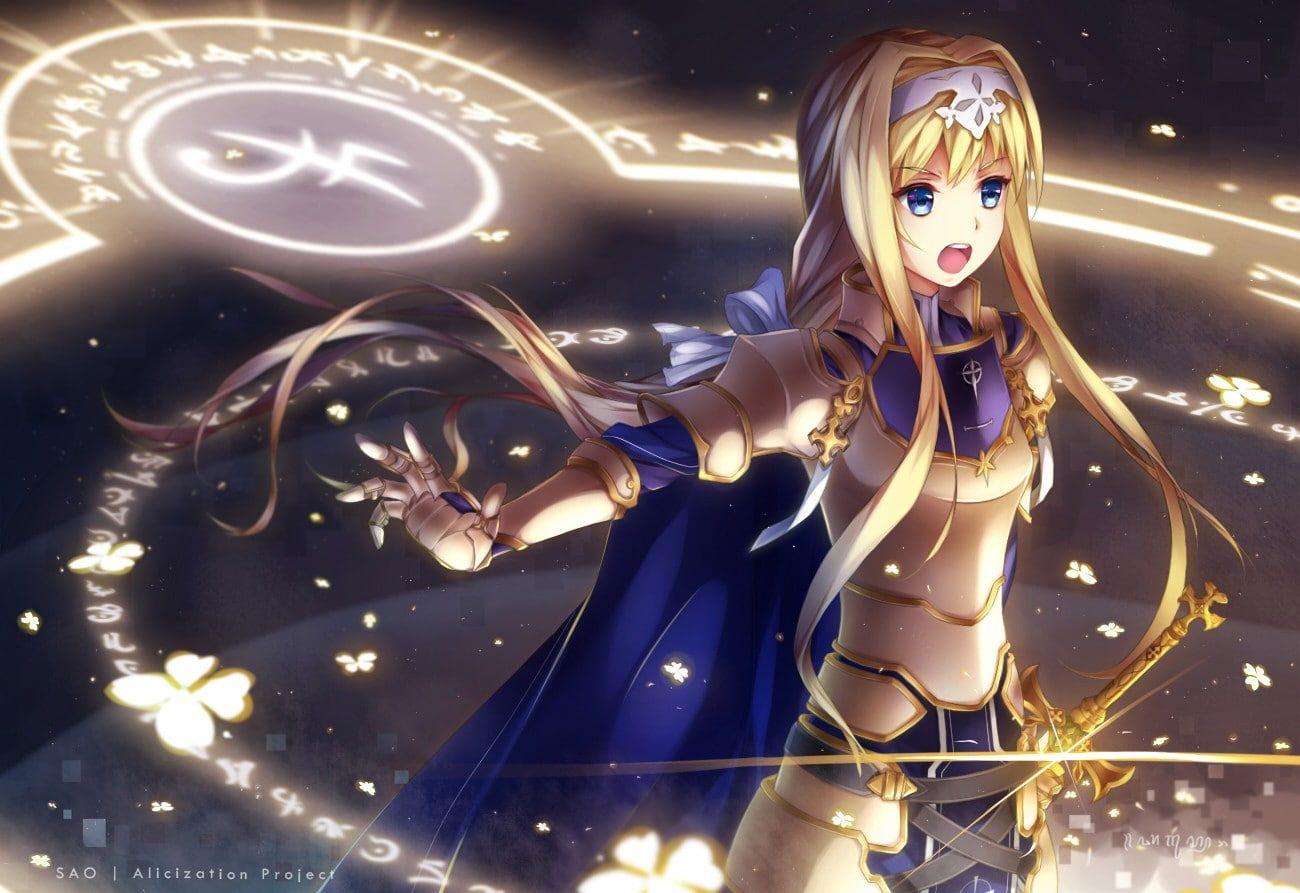 1300x893 Anime, armor, sword, Alice Synthesis Thirty, anime girls, Sword