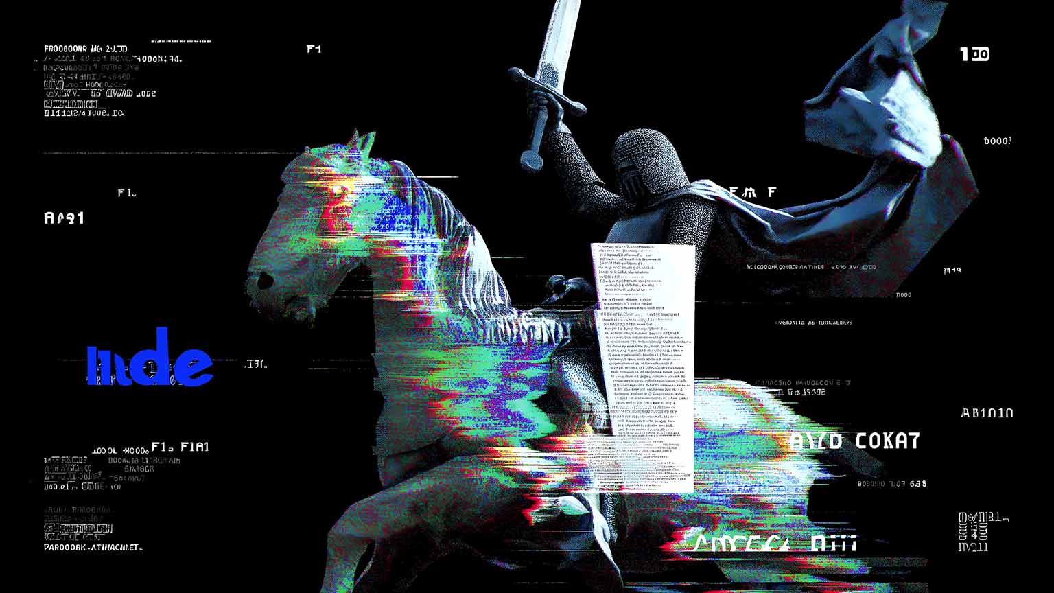 1536x864 Free ASCII Art Knight Data Stream Desktop Wallpaper 4K