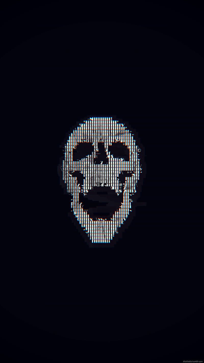 800x1422 Glitch art, abstract, ASCII art, skull, HD phone wallpaper