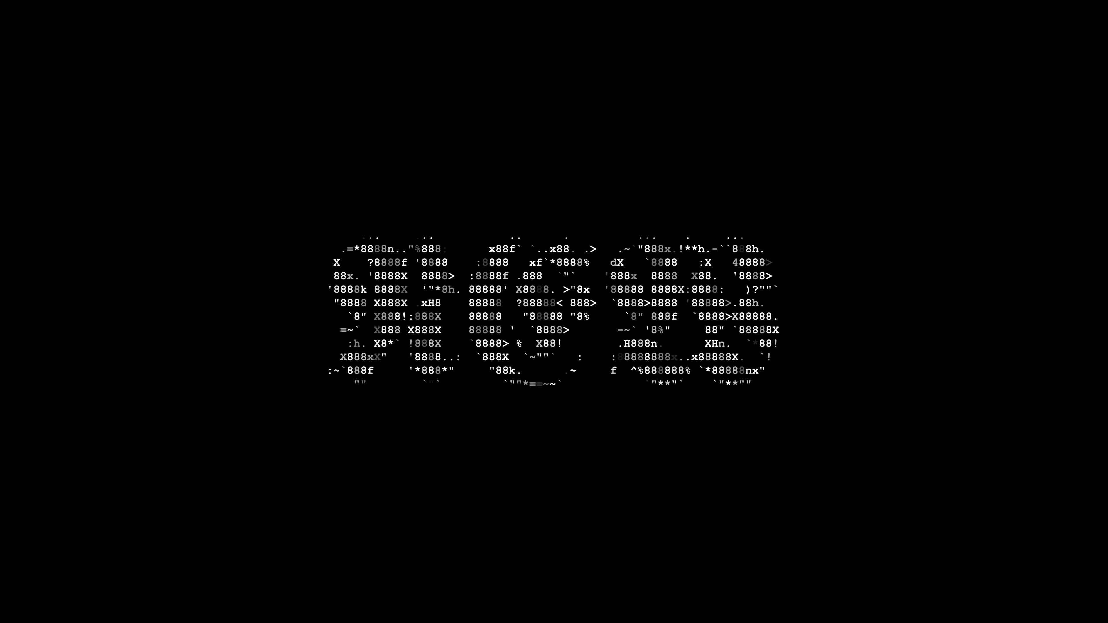 3840x2160 Thank you ascii animation on black background. Ascii art code symbols with shining and glittering sparkles effect backdrop. Attractive attention promo