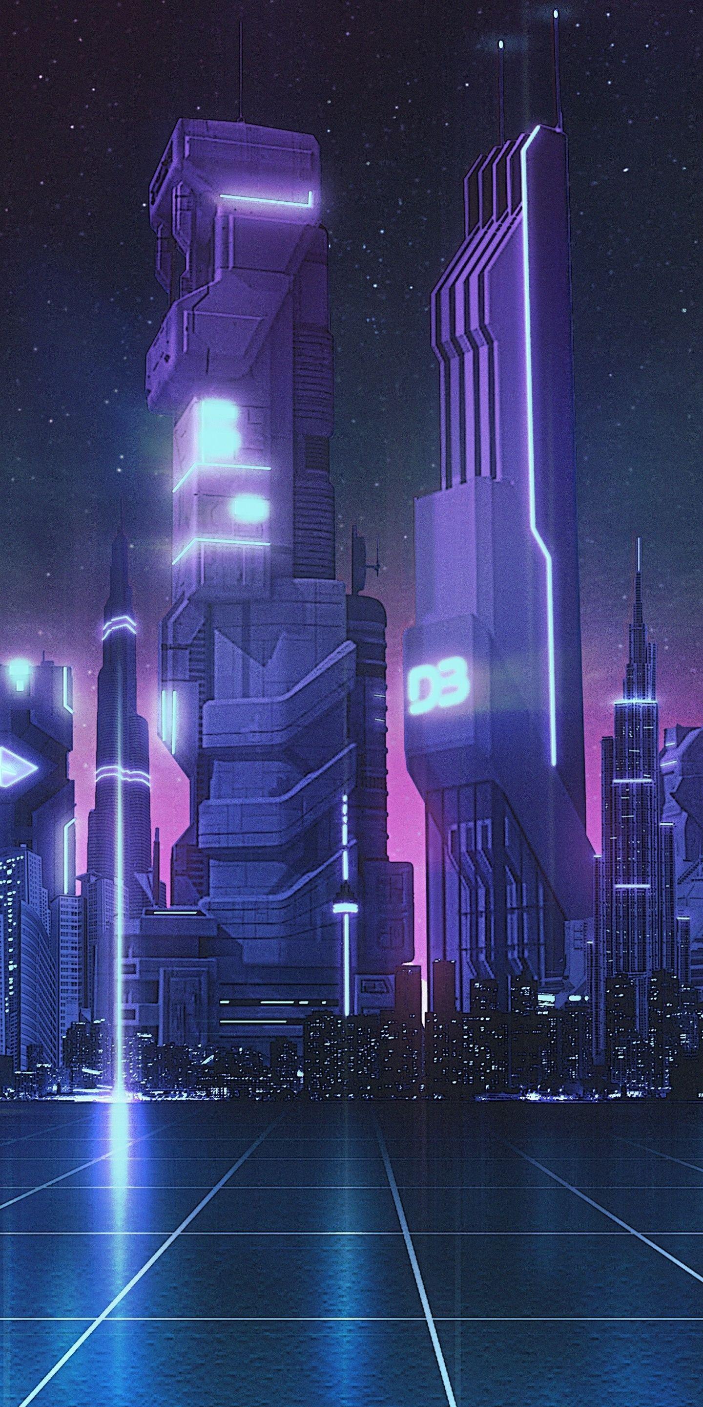 1440x2880 Future city, bluish theme, digital art wallpaper in 2020