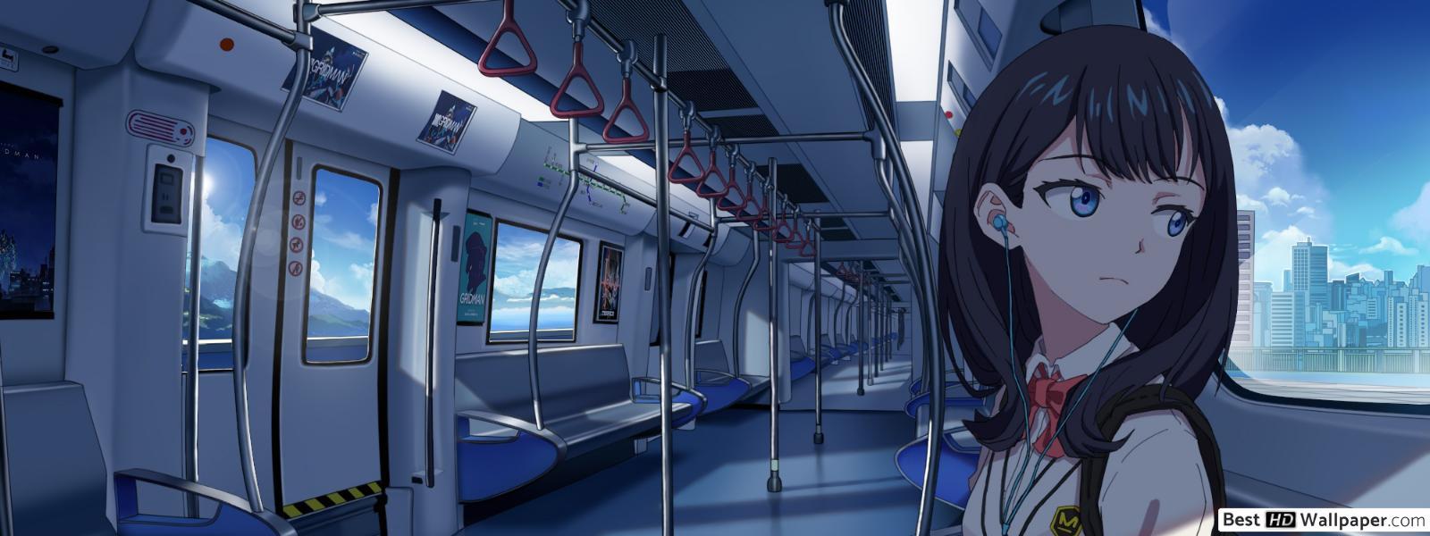 1600x600 SSSS. Gridman Takarada On Train HD wallpaper download