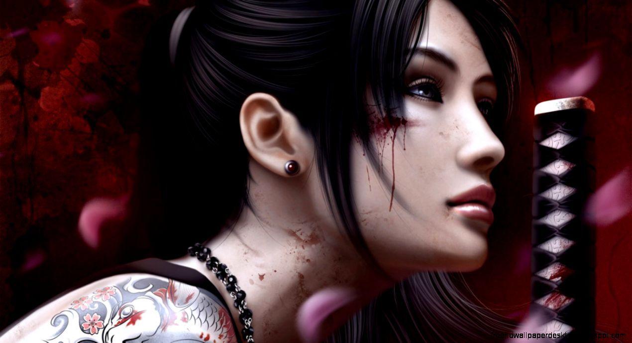 1270x691 Girl Samurai HD. Free High Definition Wallpaper