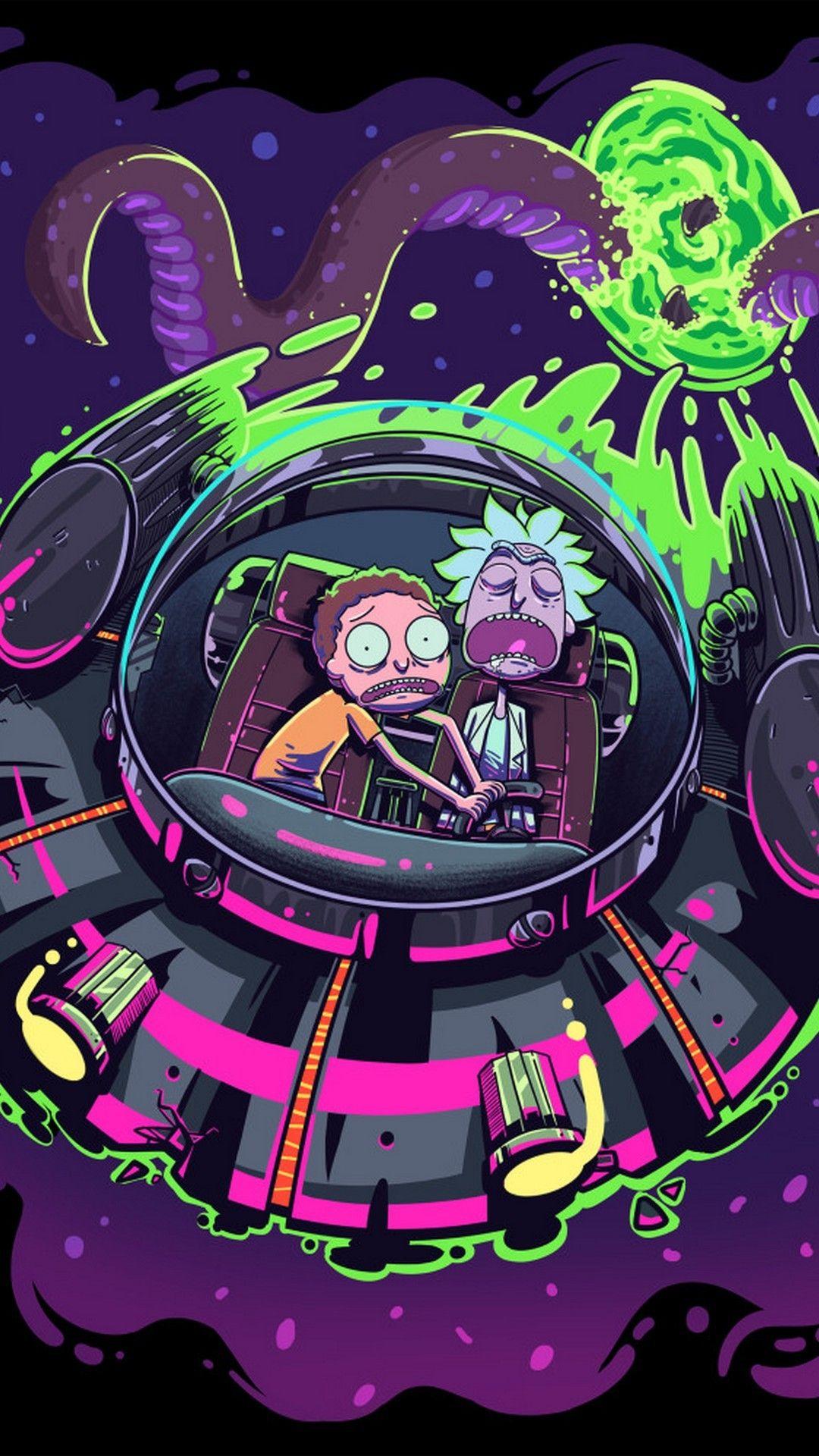 Rick and Morty cartoon characters black and white 2K wallpaper download