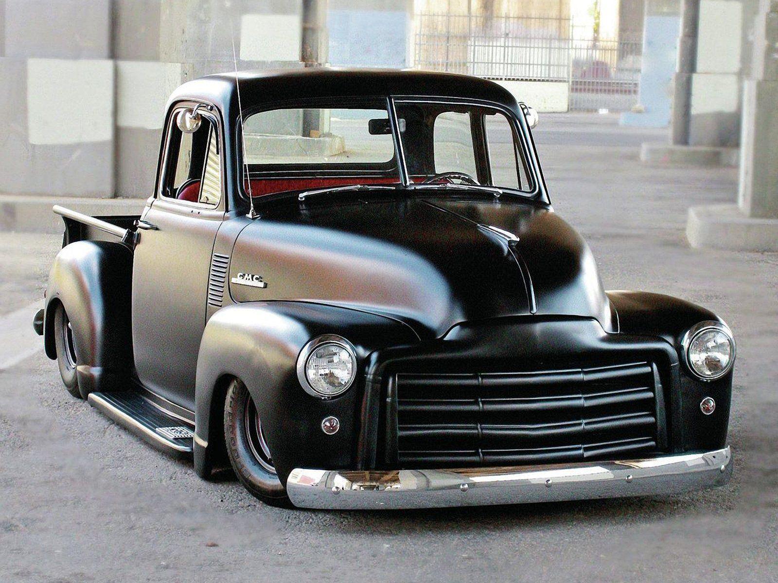 1600x1200 GMC Pickup Hotrod Hot Rod Custom Kustom Old School Black USA