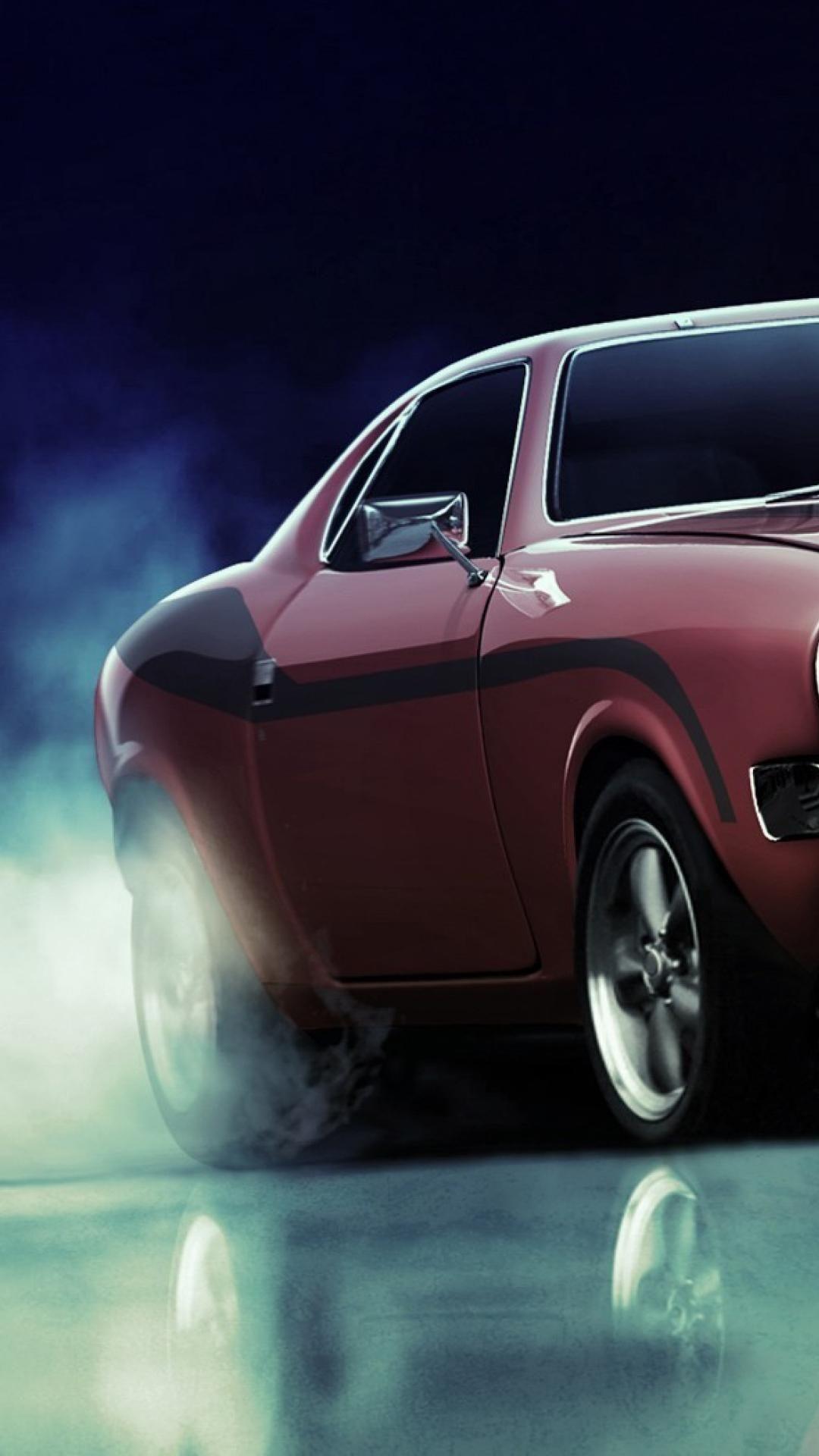 1080x1920 Cars burnout supercharger american muscle car wallpaper