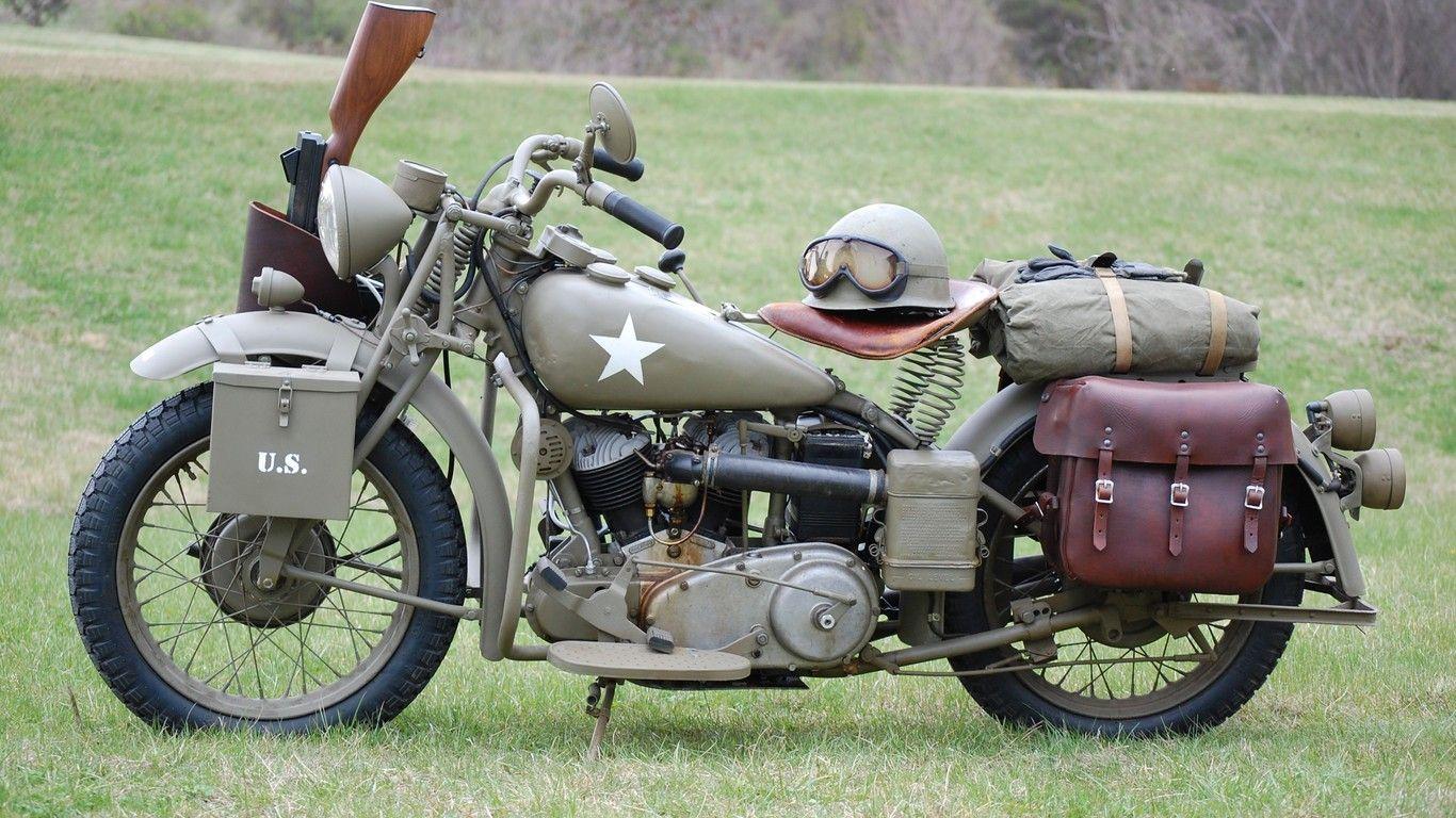1366x768 World war ii motorcycles oldschool wallpaper