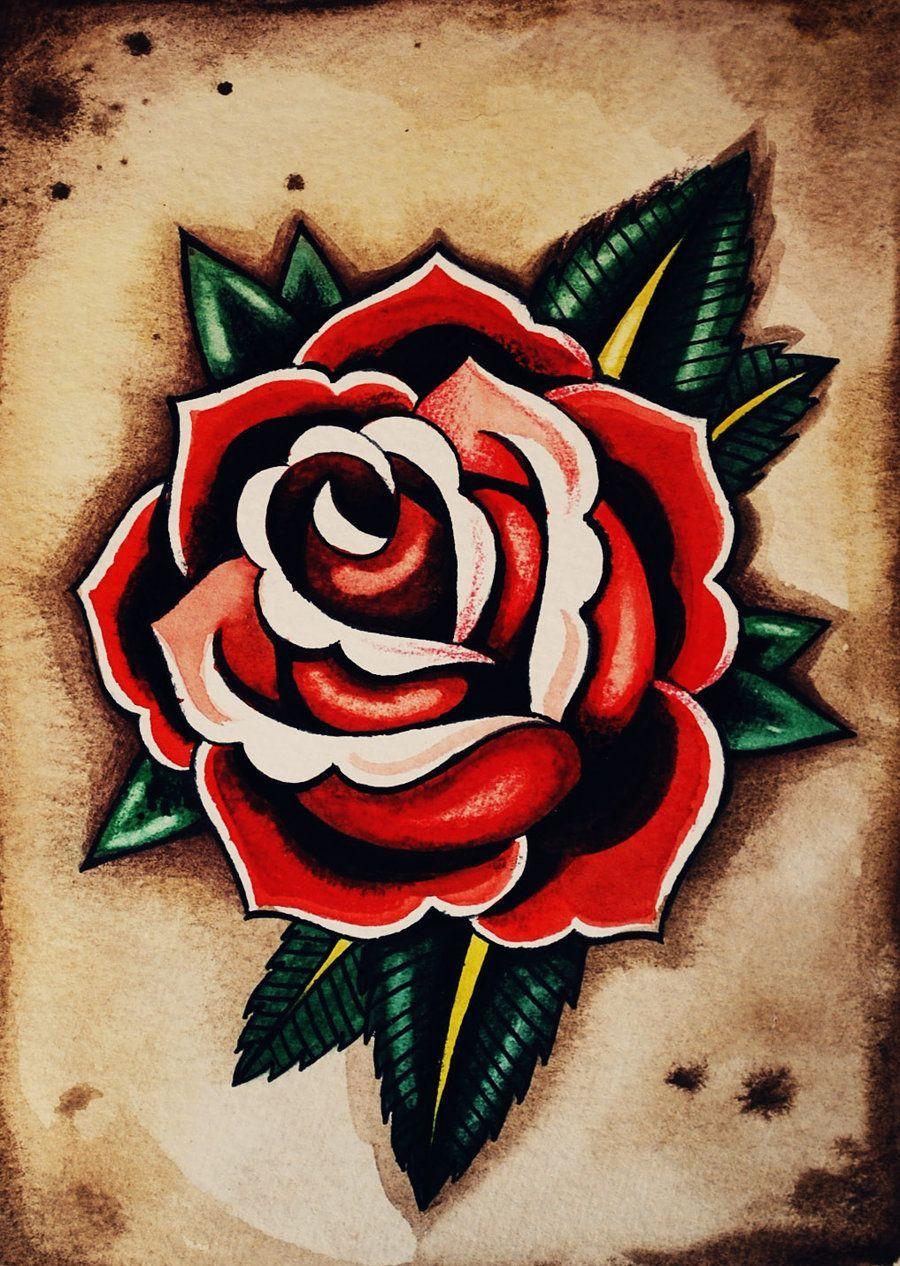 900x1266 Old School Rose By Aprelll Designs Interfaces Tattoo Design 2010