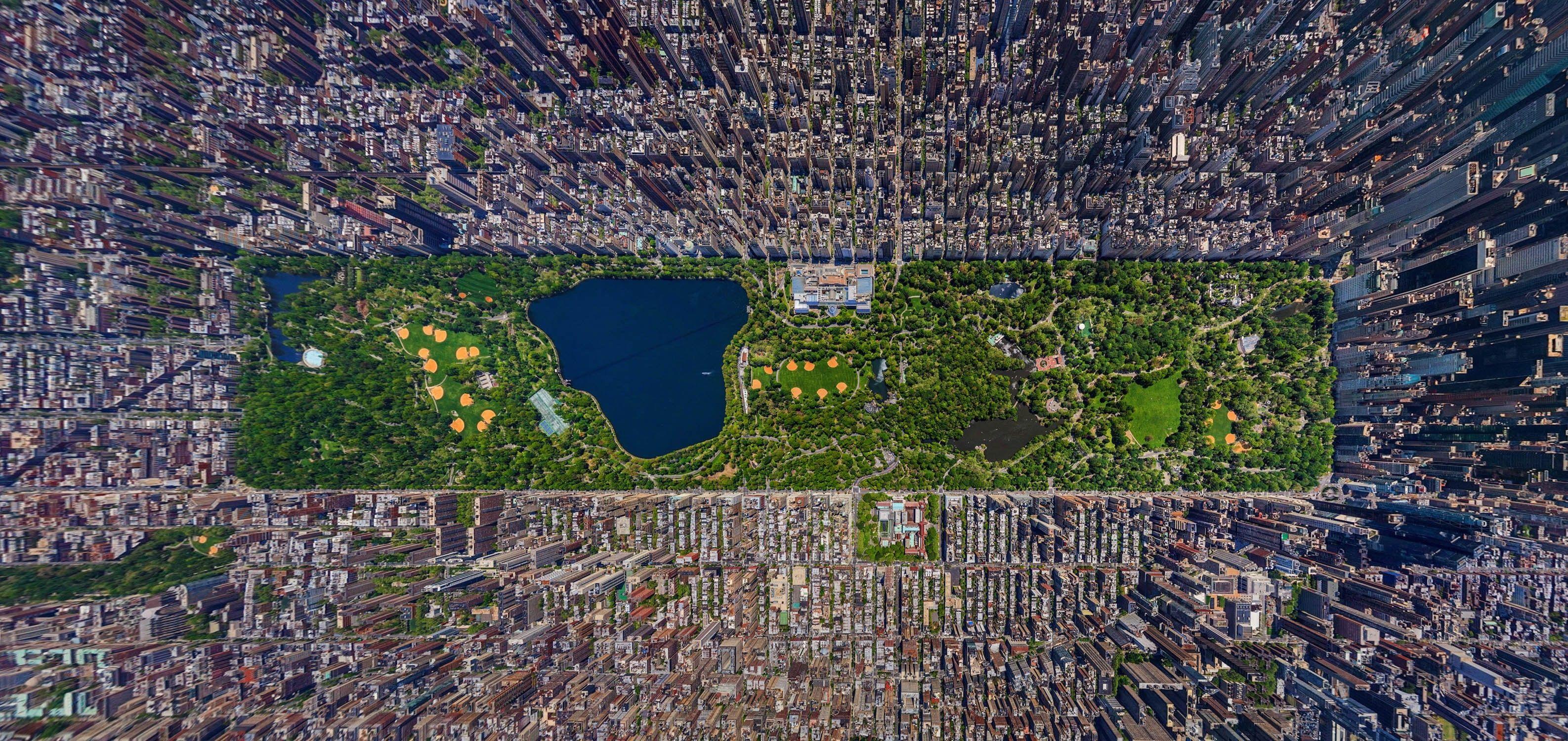 3173x1500 colorful, Landscape, New York City, Central Park Wallpaper HD
