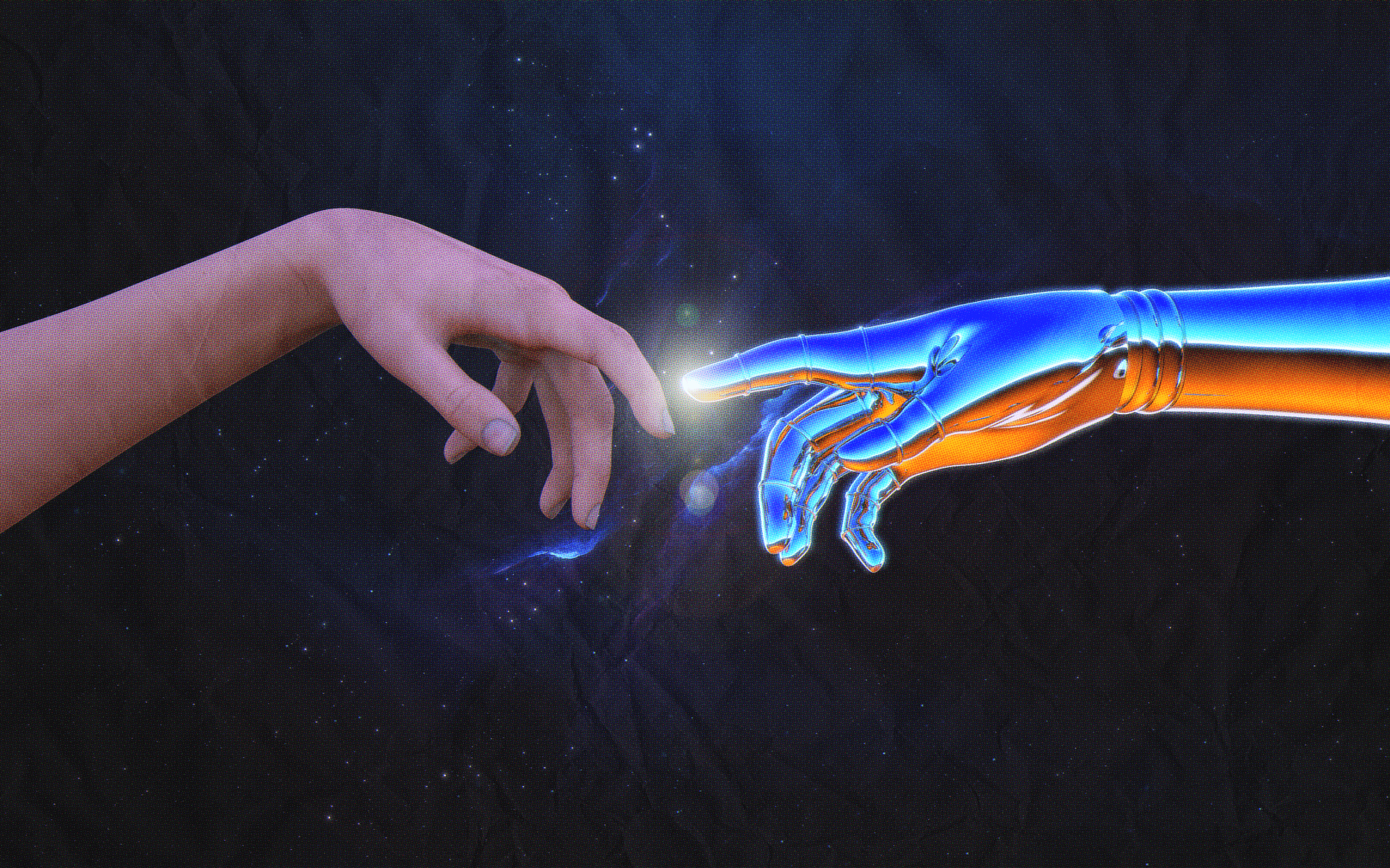 2880x1800 Hands, Human And Cyborg, Touch, Deep Of Adam Robot