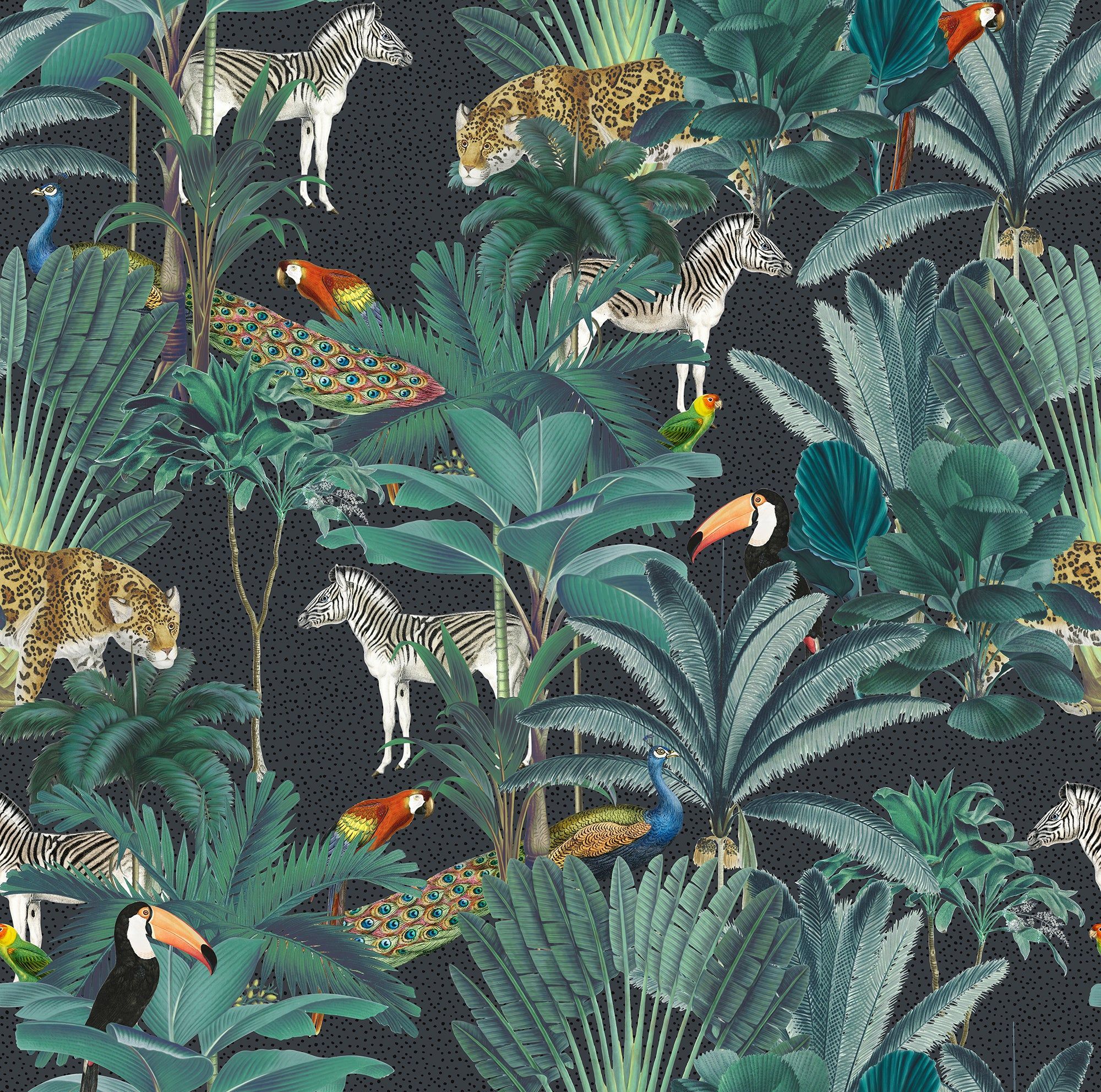 2000x1983 Paradise Garden Grey Speckled & Grey Speckled Bold Tropical Jungle Pattern Wallpaper Mural