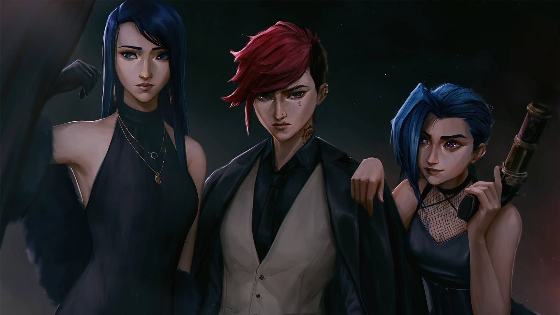 1920x1080 Download Jinx Arcane Caitlyn, Vi, Jinx Wallpaper