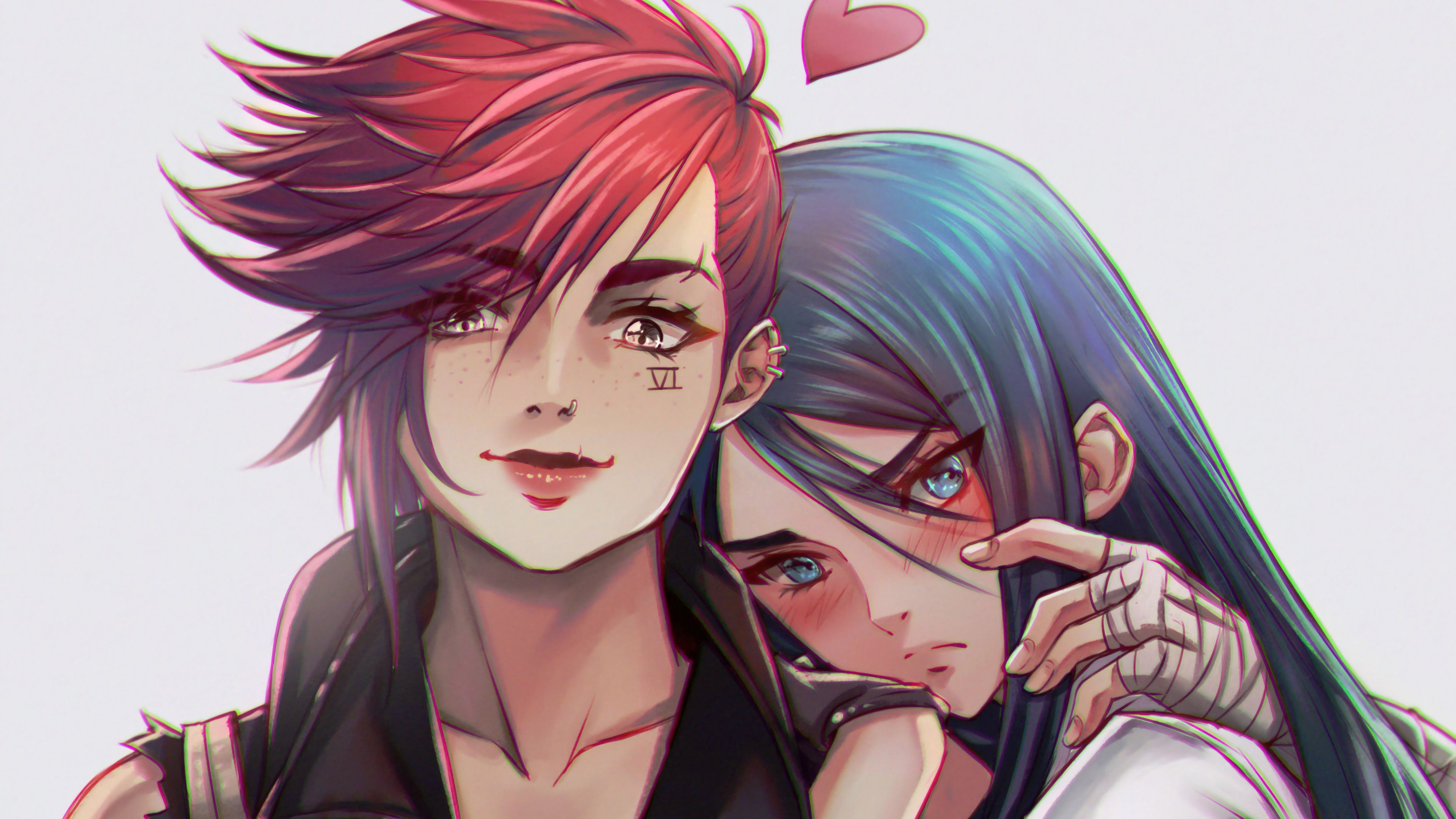 3840x2160 arcane, vi, and, caitlyn, lol, league of legends, art, 4k, HD Wallpaper