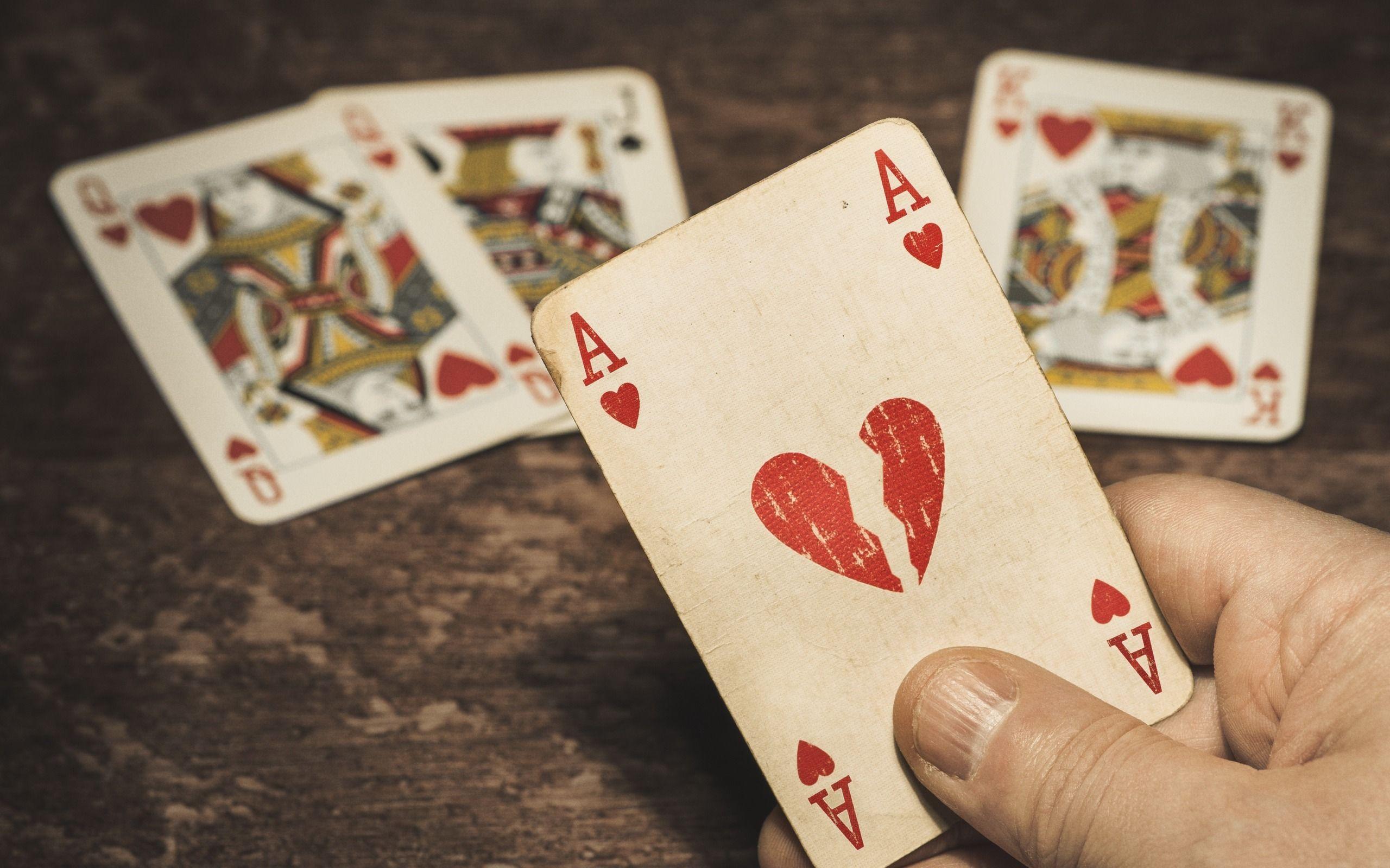 2560x1600 Download wallpaper playing cards, ace of hearts, poker concepts