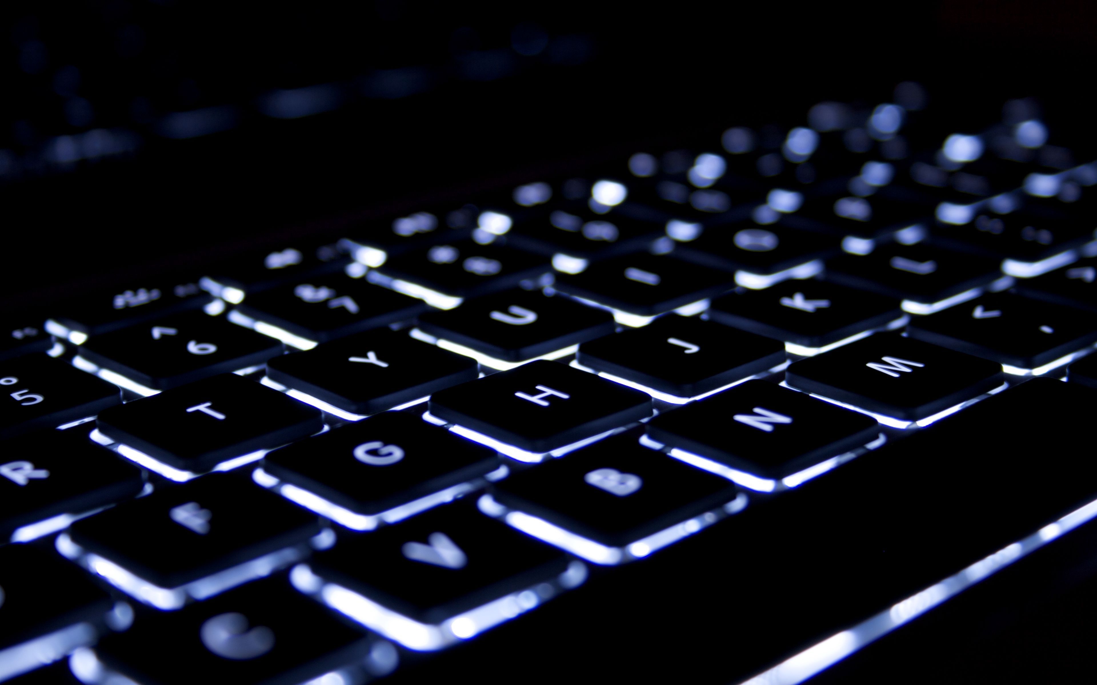 3840x2400 Download wallpaper 3840x2400 laptop, keyboard, backlight, dark 4k ultra HD 16:10 HD background