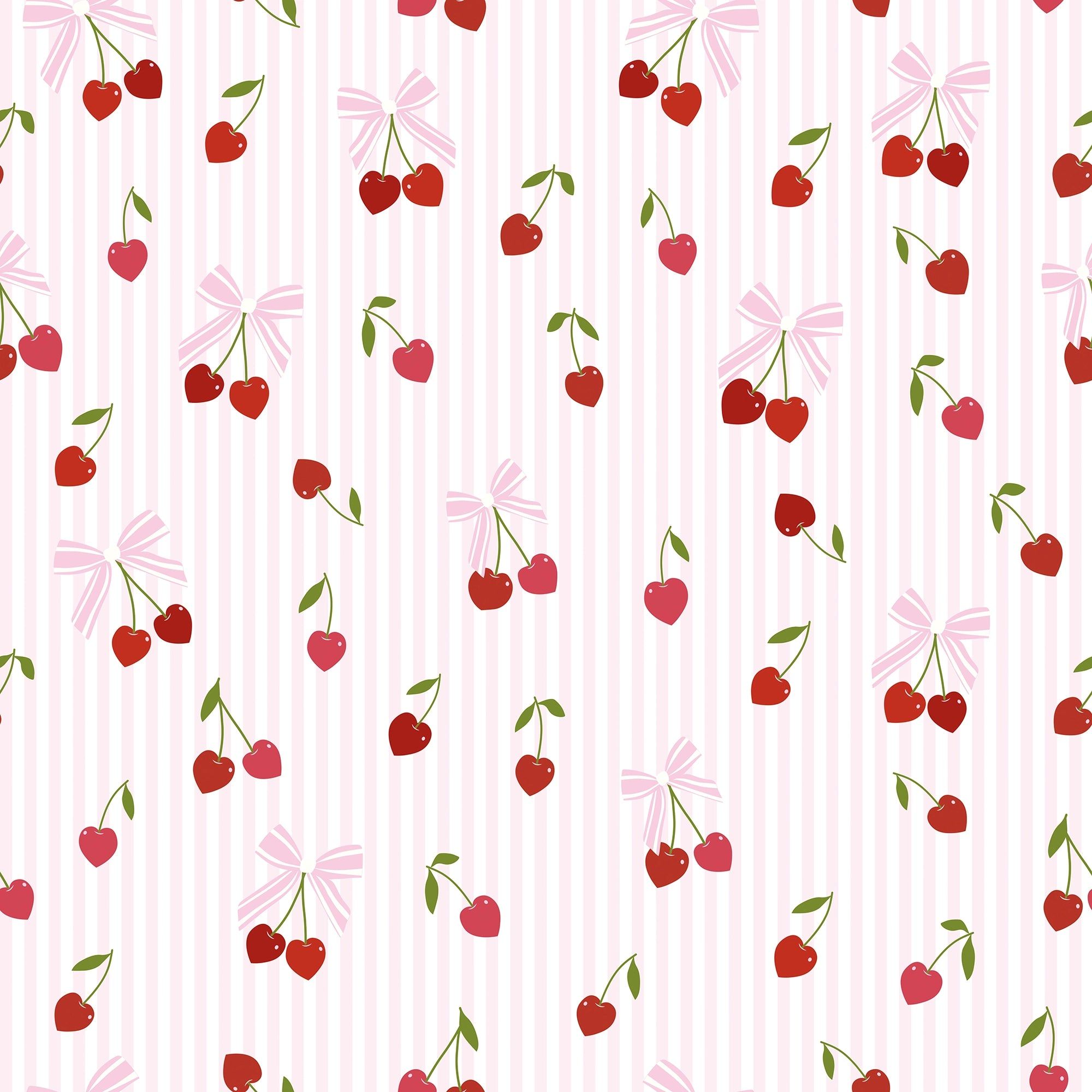 2000x2000 Cherry Stripe Kisses Wallpaper in Pink & Red