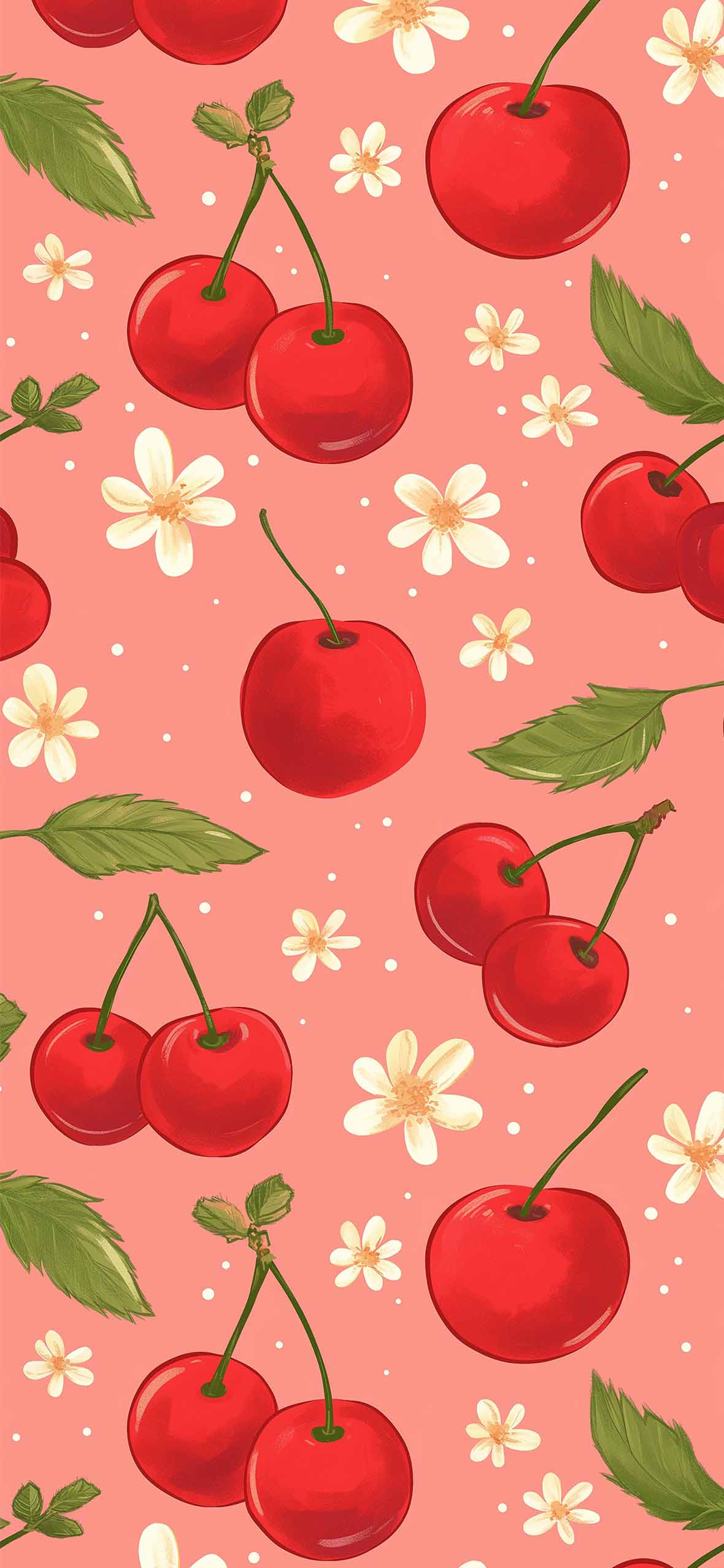 1180x2554 Cute Cherry Pattern Pink Wallpaper iPhone Wallpaper
