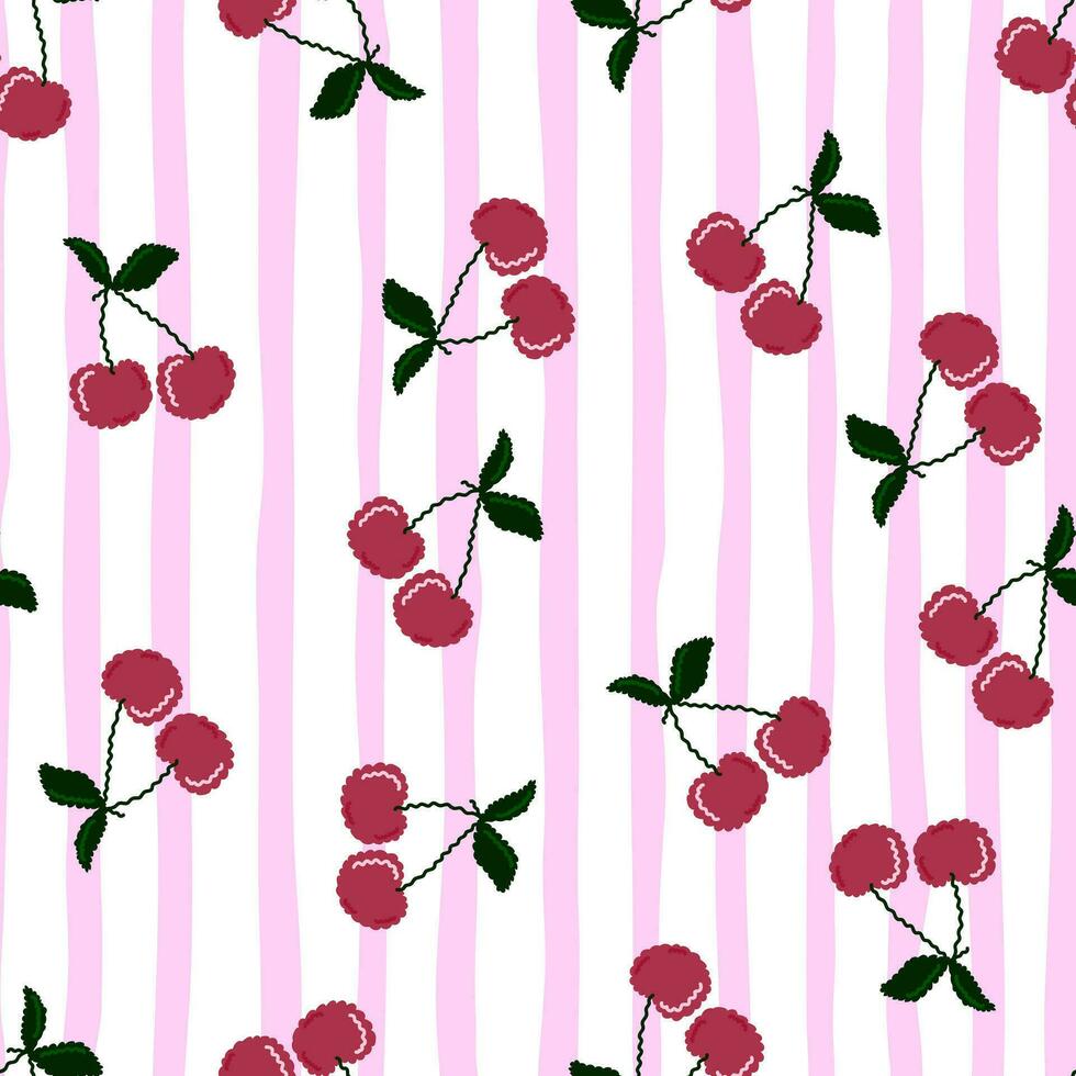 980x980 Cute cherry seamless pattern. Hand drawn cherries wallpaper