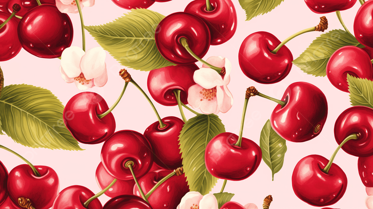 1200x673 Watercolor Style Vector Illustration Seamless Cherry Pattern With Summer Berries Fruits Leaves And Flowers On Vintage Packaging, Cherry Background, Beauty Pattern, Tropical Seamless Background Image And Wallpaper for Free Download
