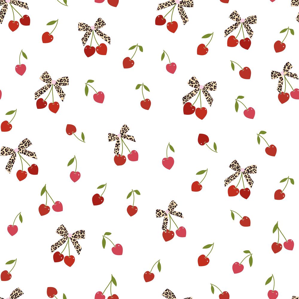 1000x1000 Sample of Leopard Cherry Kisses Wallpaper in Pink & Red