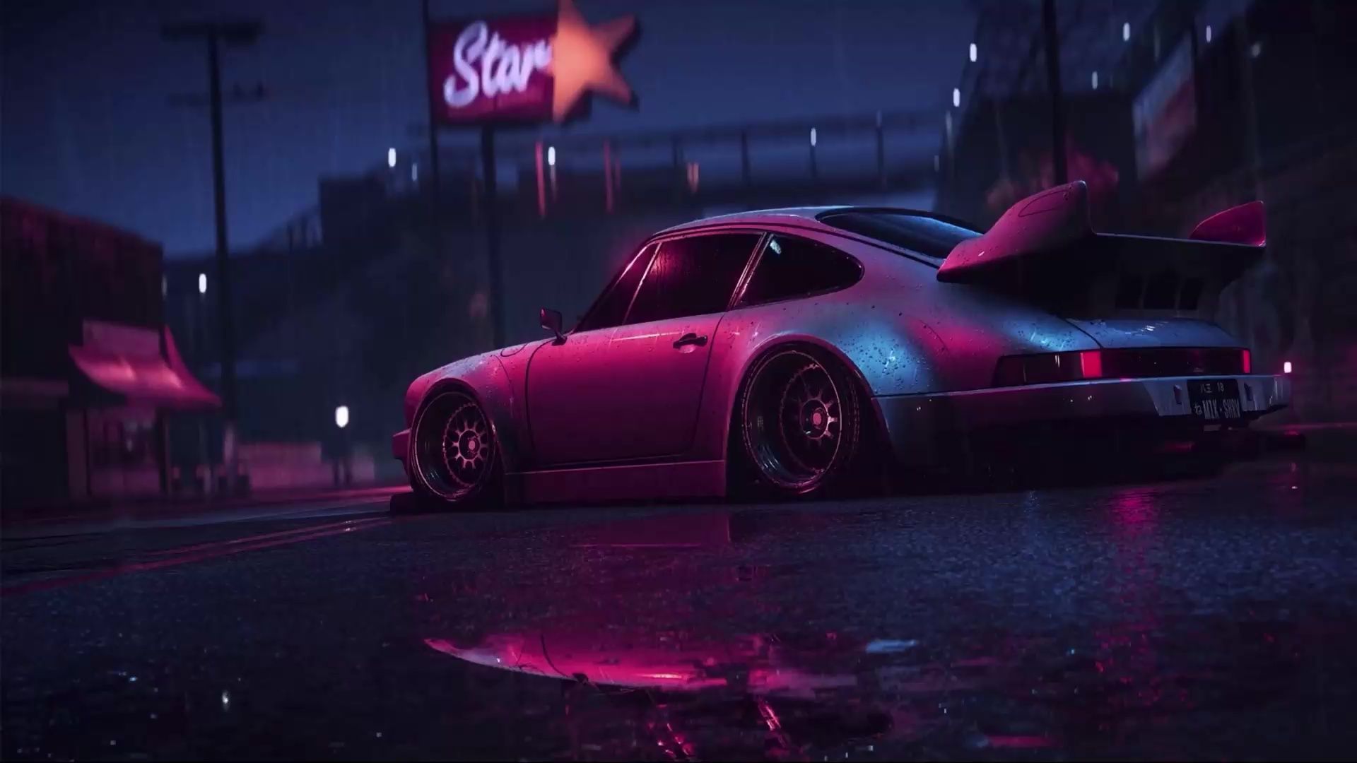 1920x1080 Porsche Rain Wallpaper