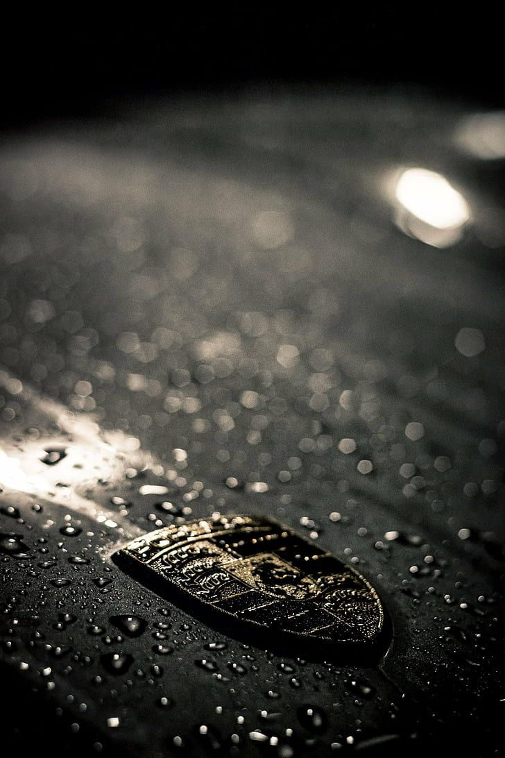 728x1092 HD wallpaper: focus photo of Porsche logo, München, Munich, Street, Night