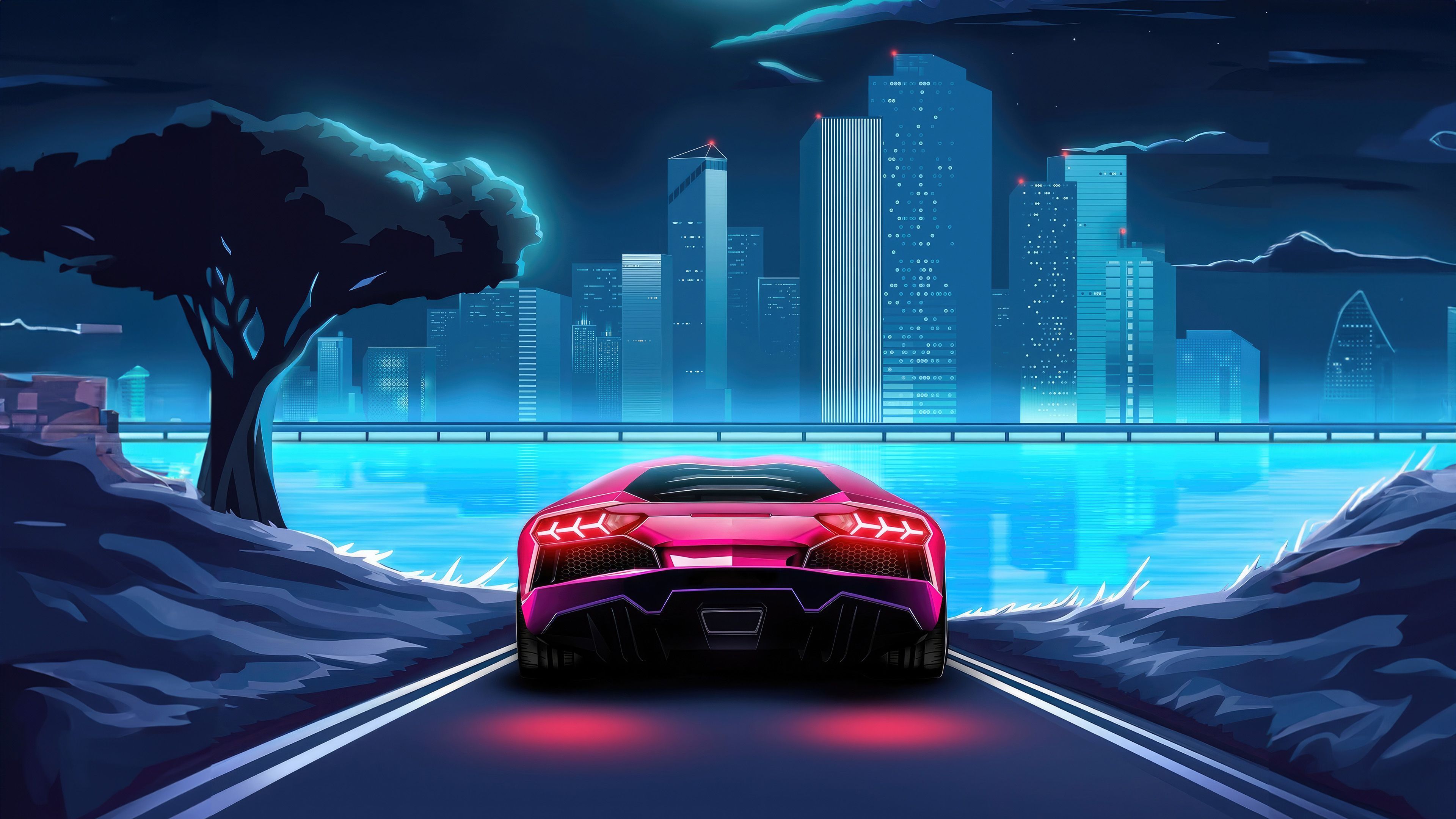 3840x2160 Miami Midnight Dreams Lamborghini Radiance In The Night Wallpaper, HD Artist Wallpaper, 4k Wallpaper, Image, Background, Photos and Picture
