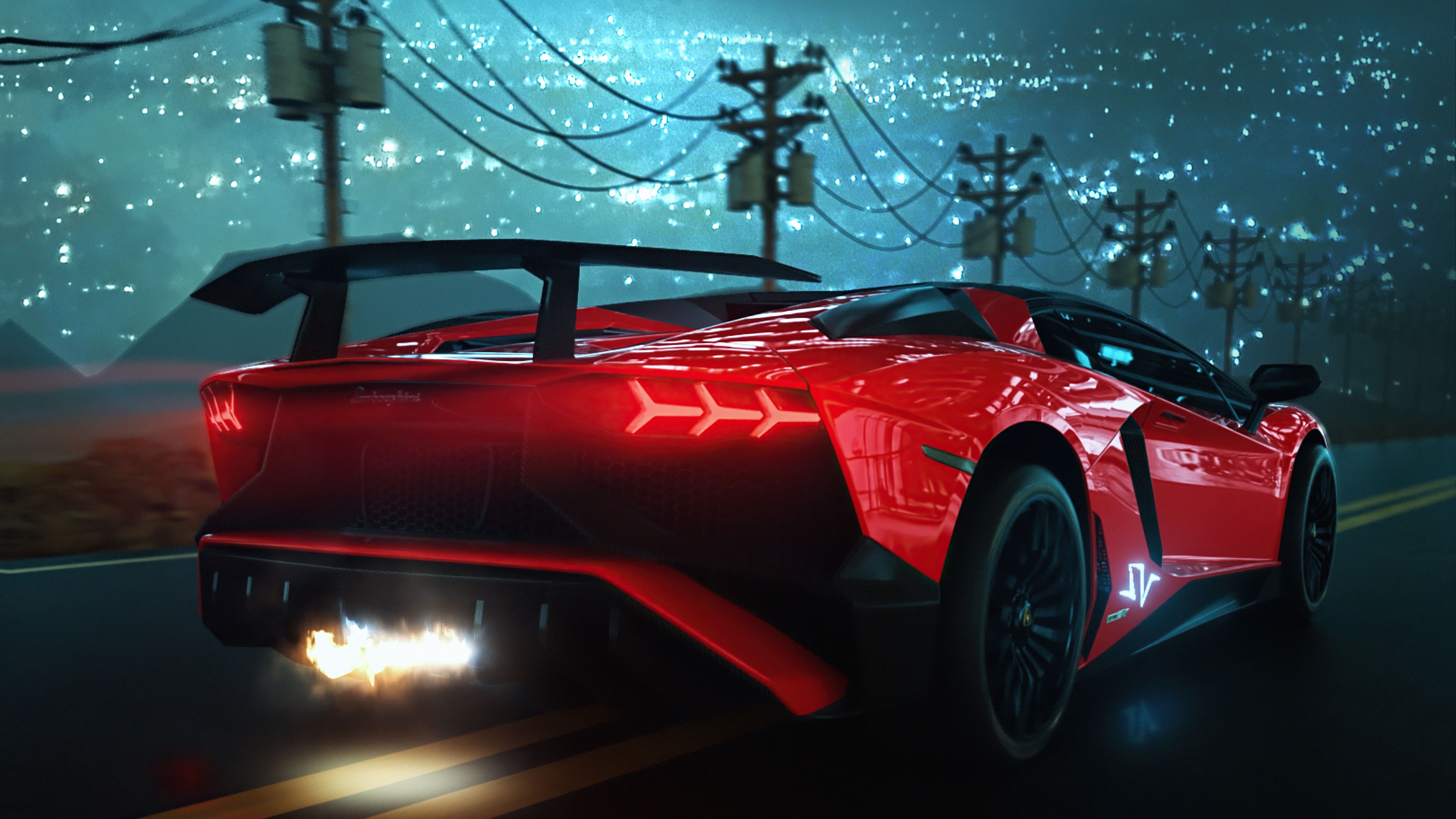 5120x2880 Lambo On Storm Night Wallpaper, HD Cars Wallpaper, 4k Wallpaper, Image, Background, Photos and Picture