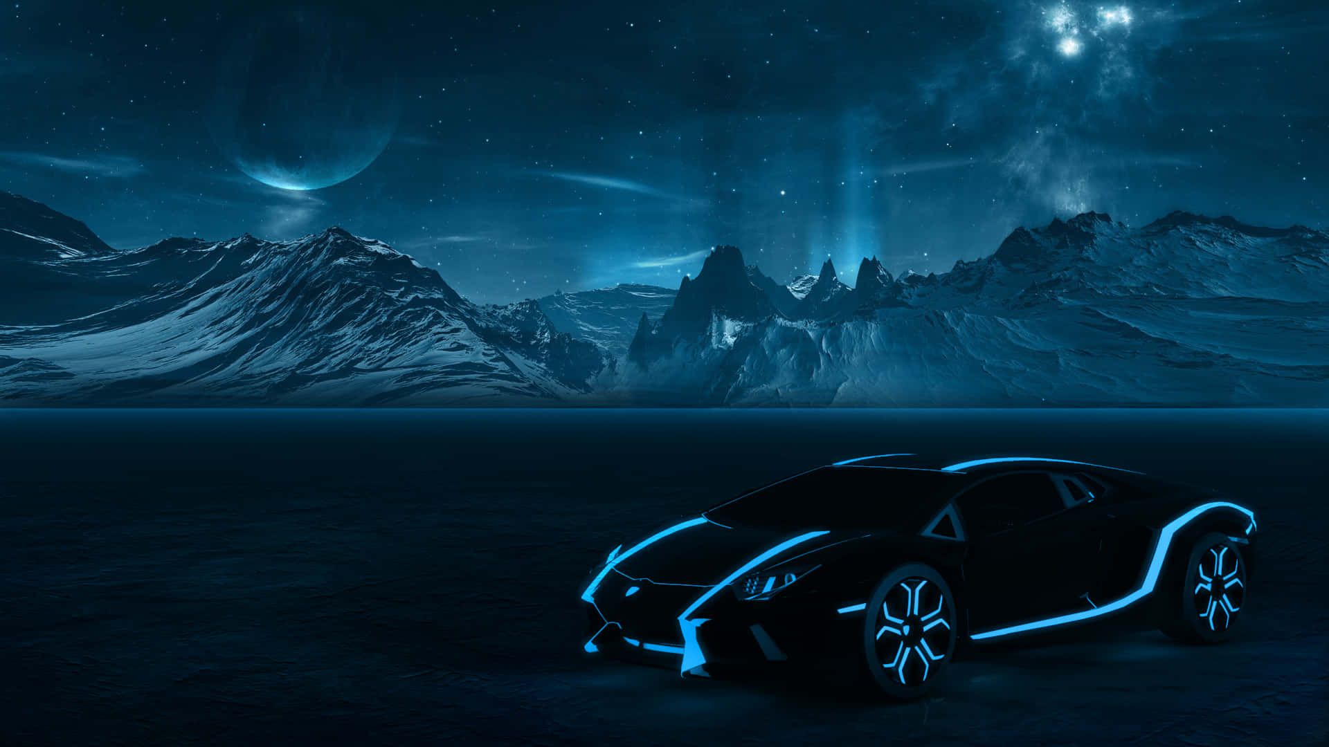 1920x1080 Download a car is shown in the night sky with a blue light