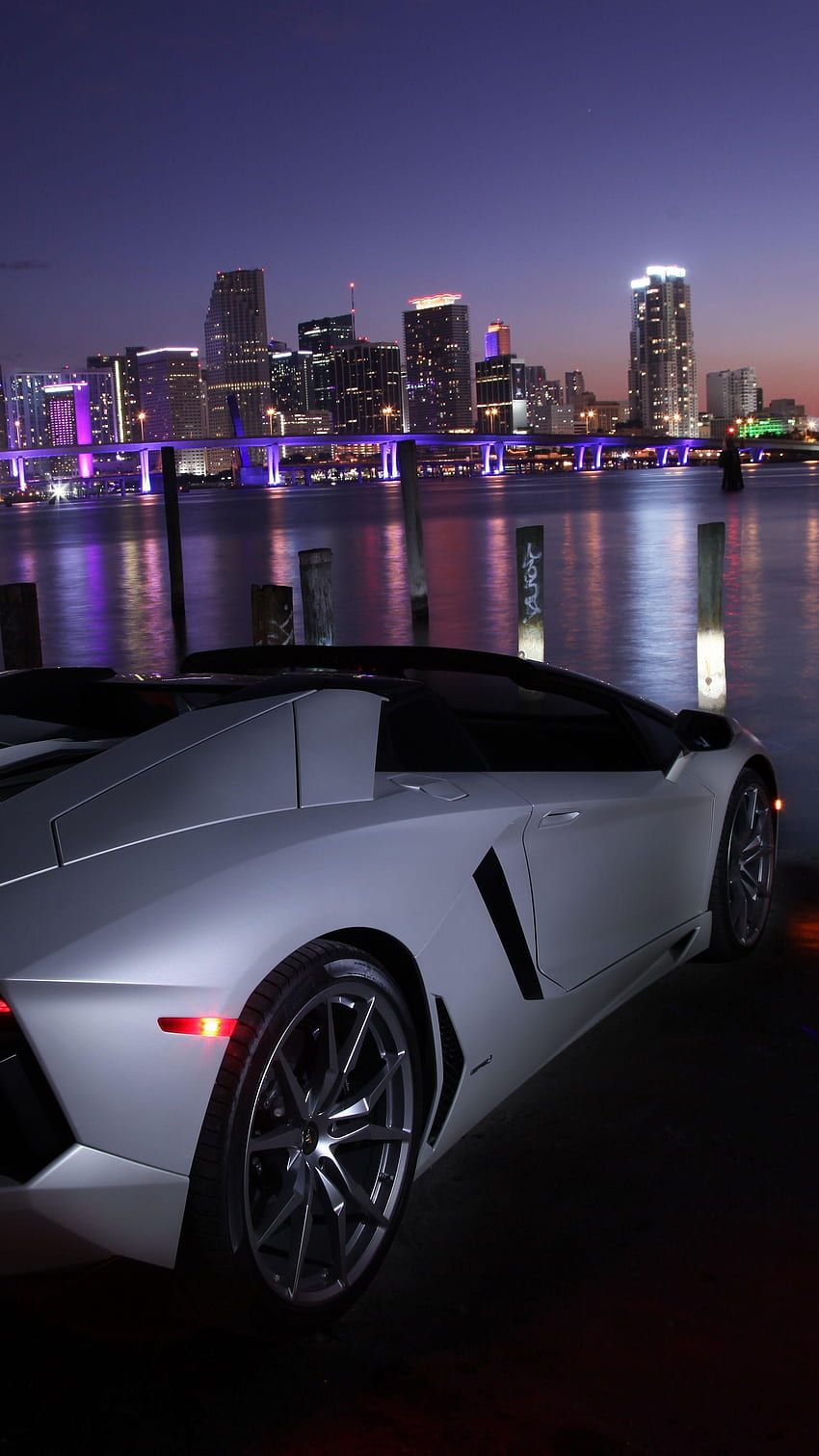 850x1511 Lamborghini Car, Night City HD phone wallpaper