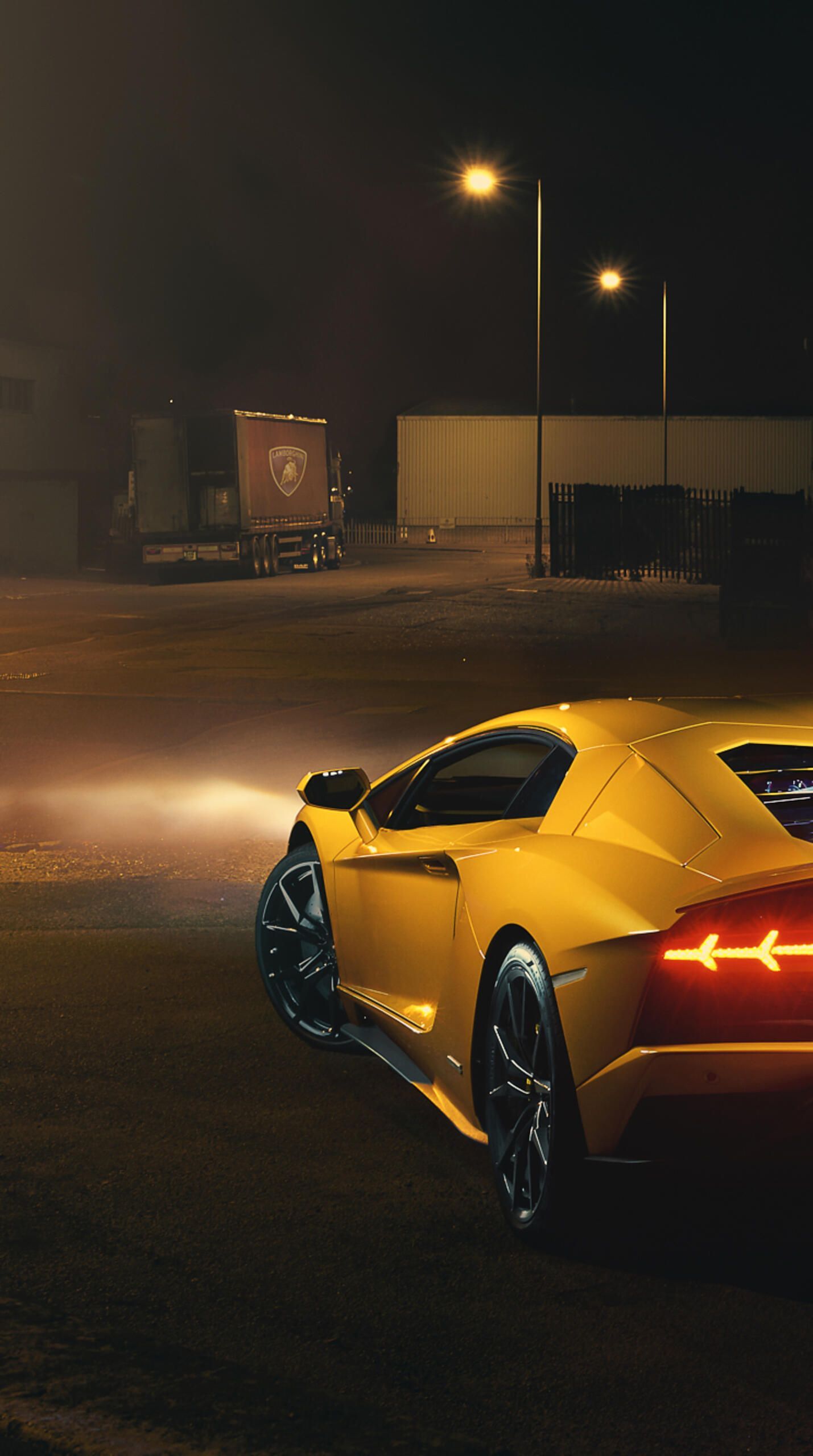 1429x2560 A yellow Lamborghini Aventador on a night street. · 1440x2560 QHD free photo from vozuru and wallpaper