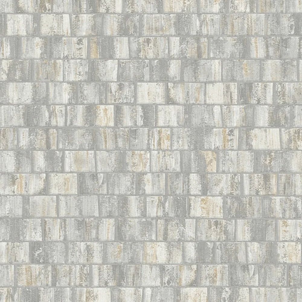 1000x1000 Messina Tile Wallpaper in Grey and Gold