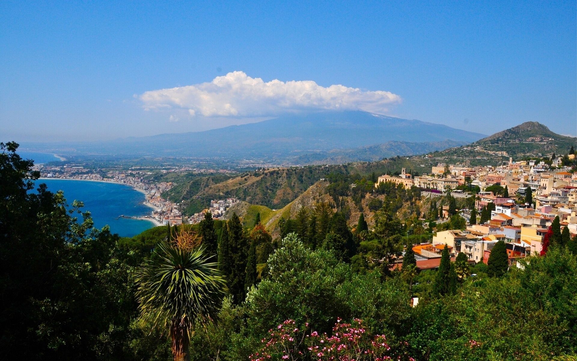 1920x1200 Wallpaper mountains, coast, Italy, panorama, Italy, Sicily, Sicily, Messina for mobile and desktop, section пейзажи, resolution 1920x1200