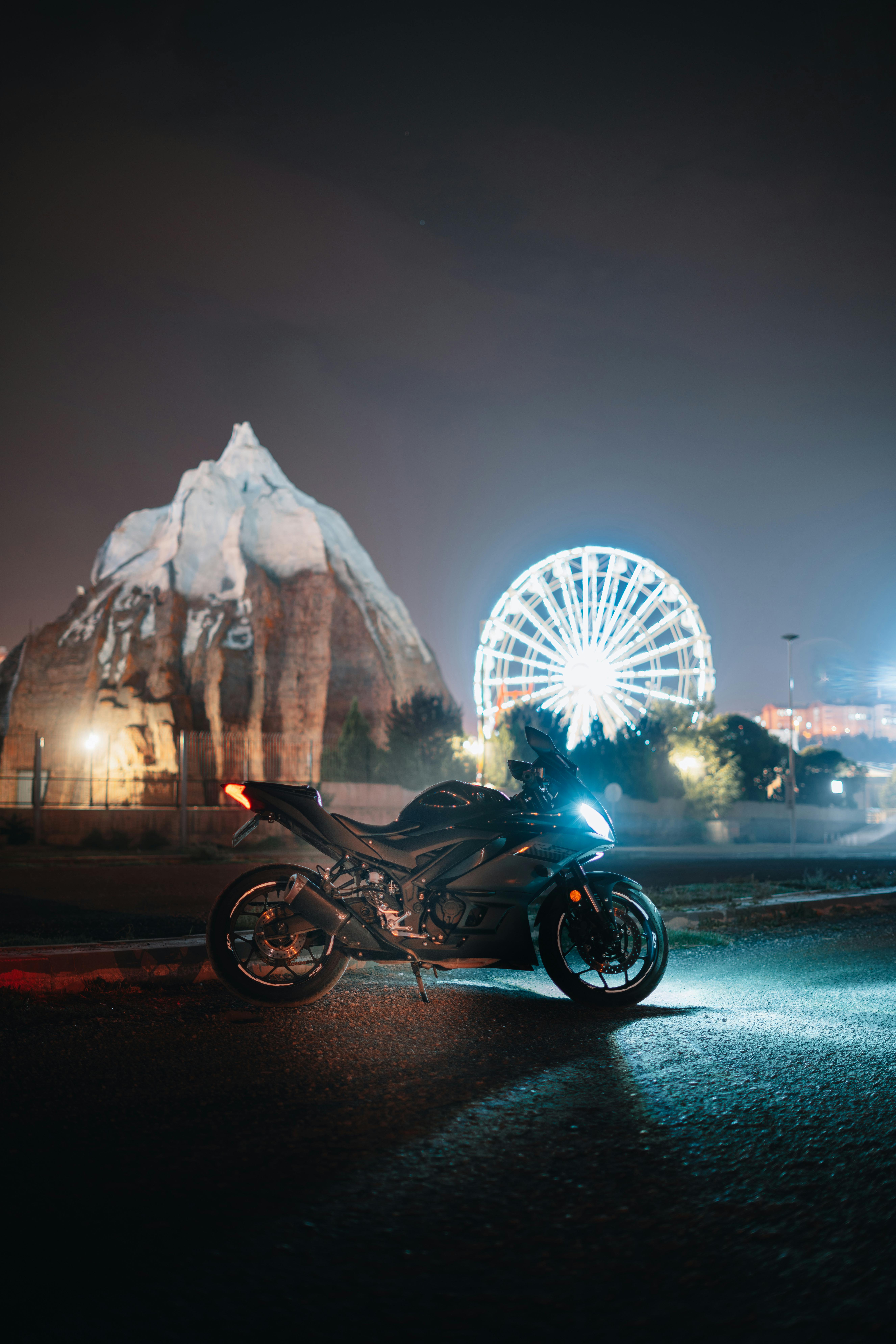 5304x7952 Black Motorcycle Parked on the Road