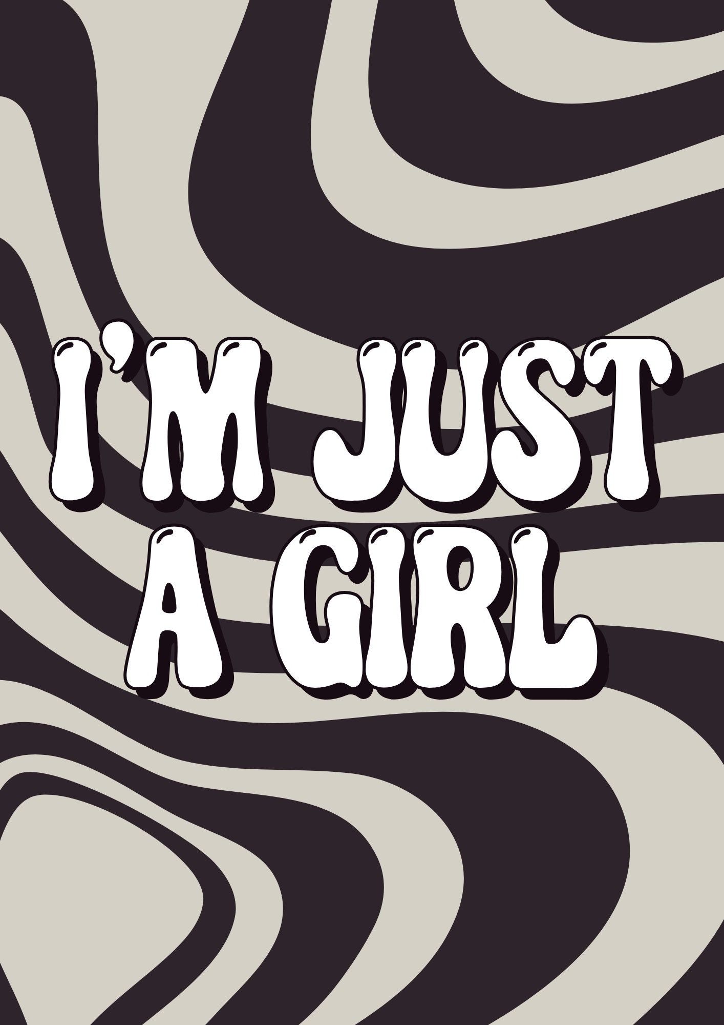 1414x2000 I'M JUST A GIRL. Quote, Wall Art Print, Poster, A5 A4 A3 Pink Bow Girly Aesthetic, Trendy, Room Decor for Best Friend, color: Black